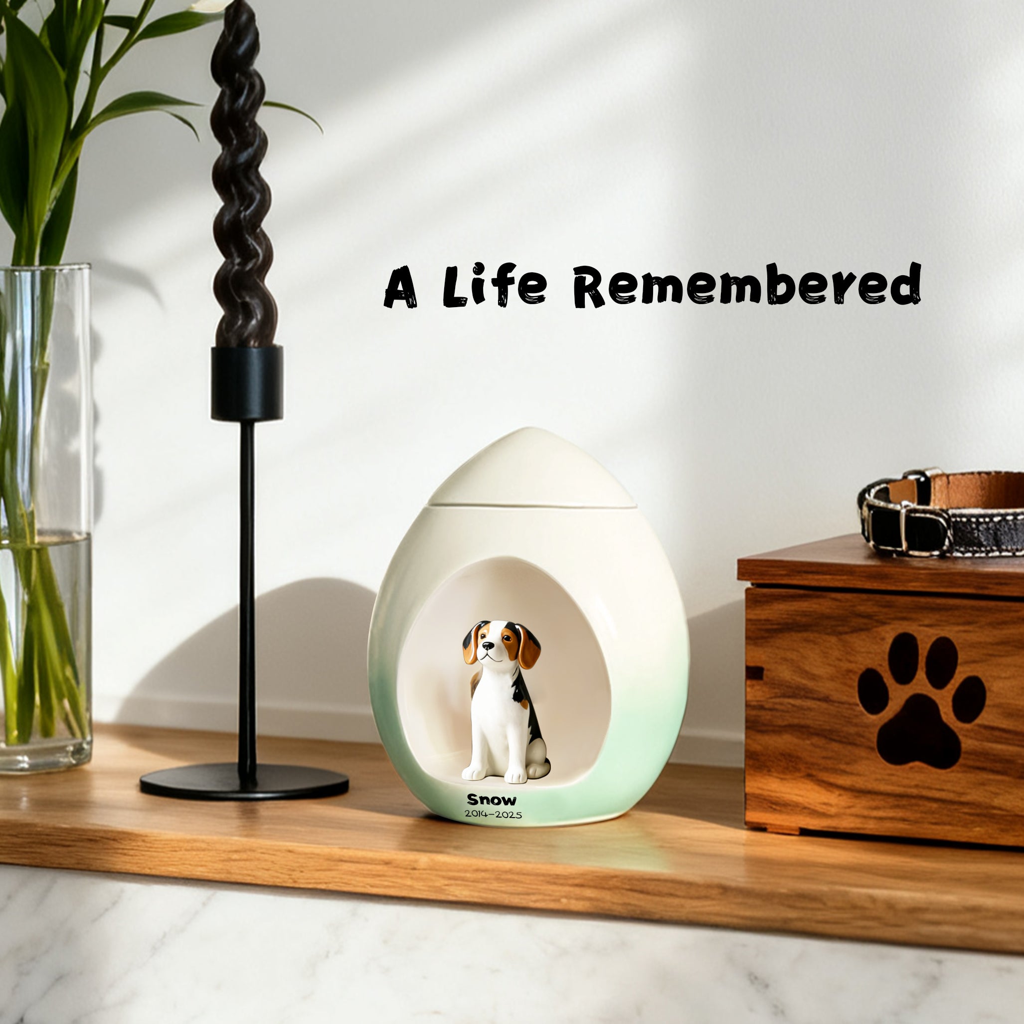 Personalized Ceramic Dog Urn for Ashes