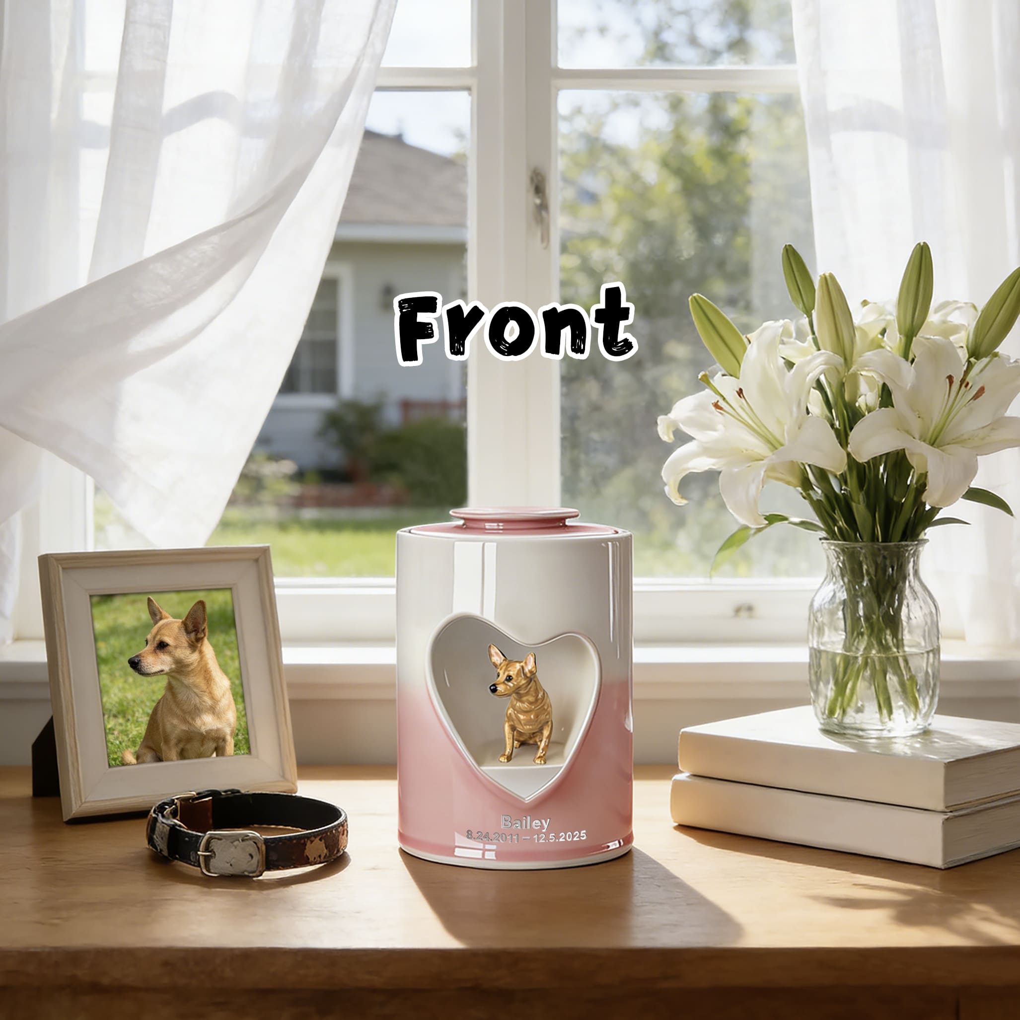 Personalized Heart-Shaped Dog Urn for Ashes #HS203