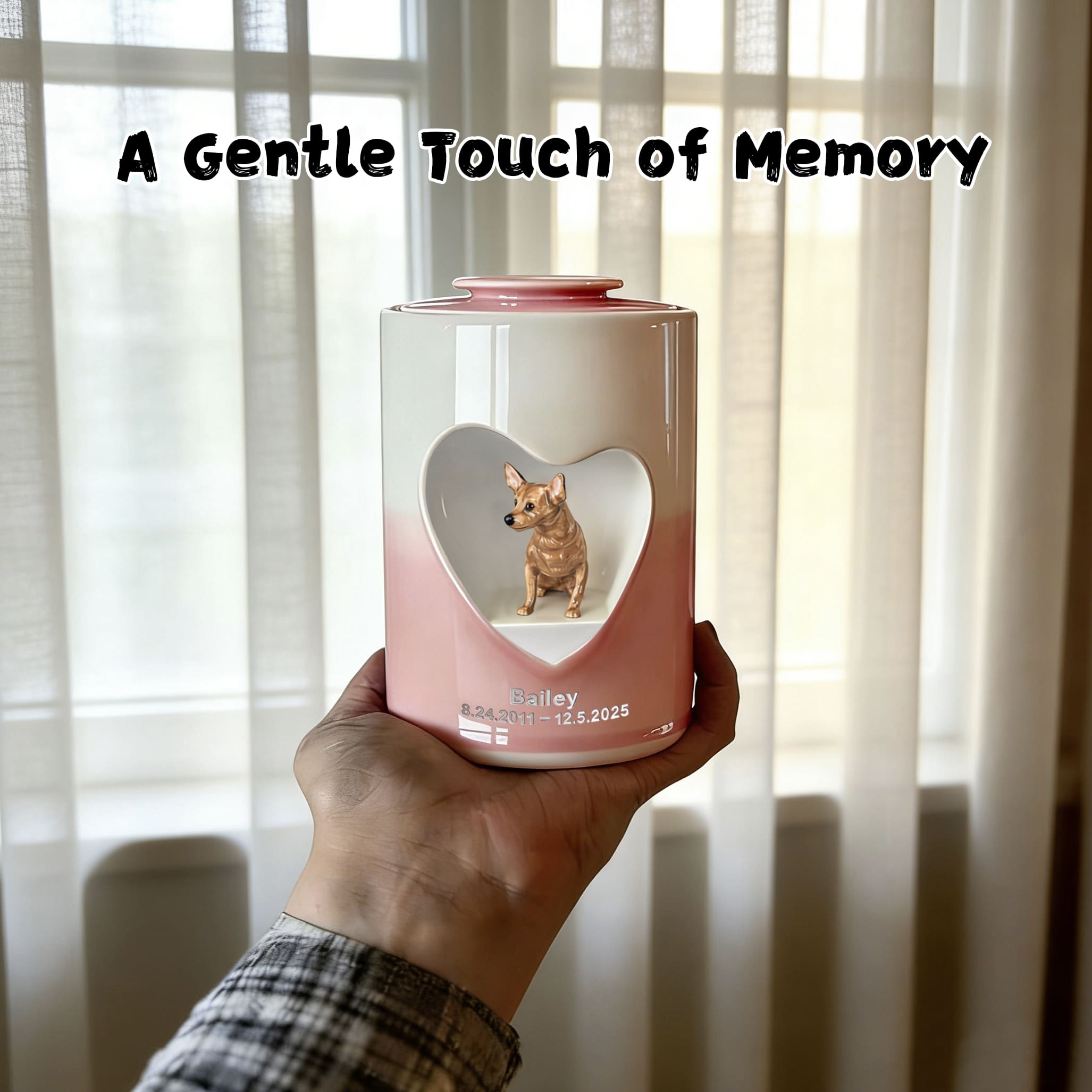 Personalized Heart-Shaped Dog Urn for Ashes #HS203