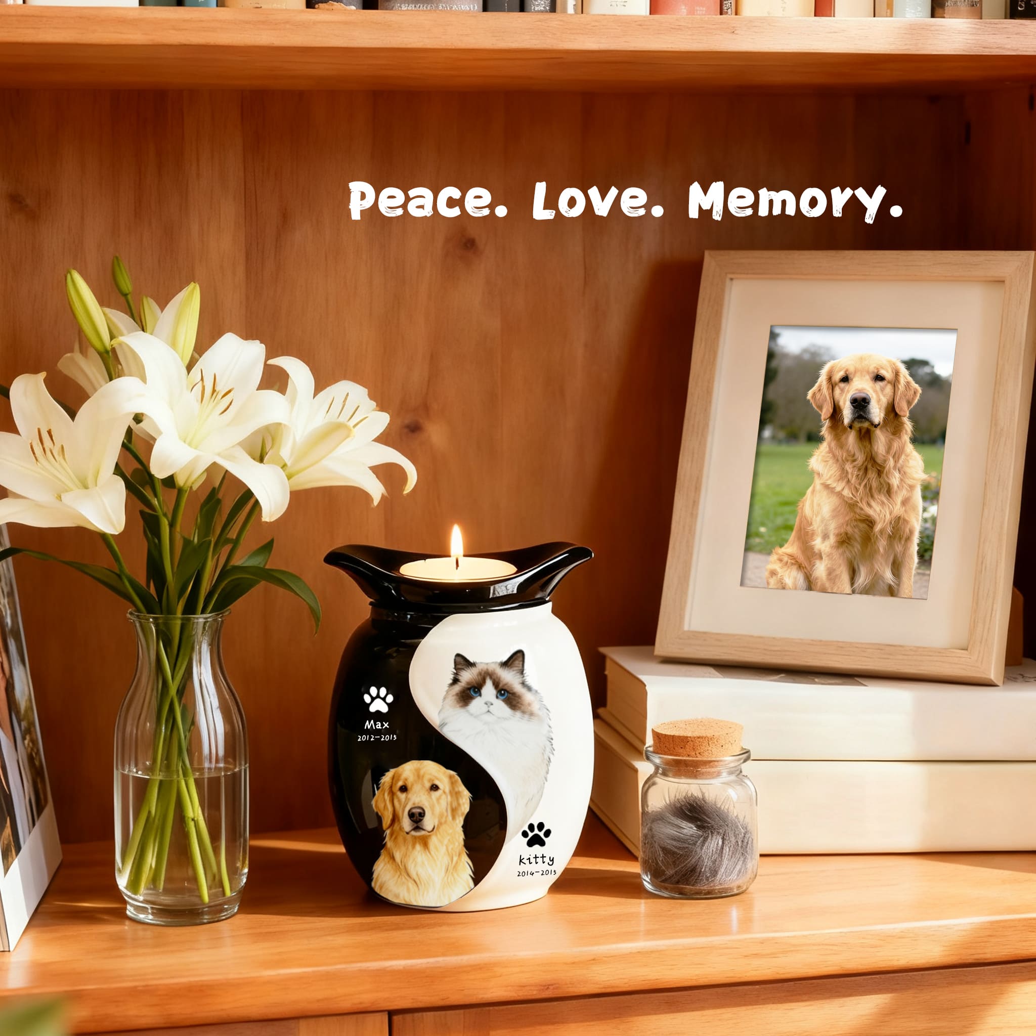 Custom Double Pet Urn with Hand-Painted Portraits | Memorial Urn for Ashes