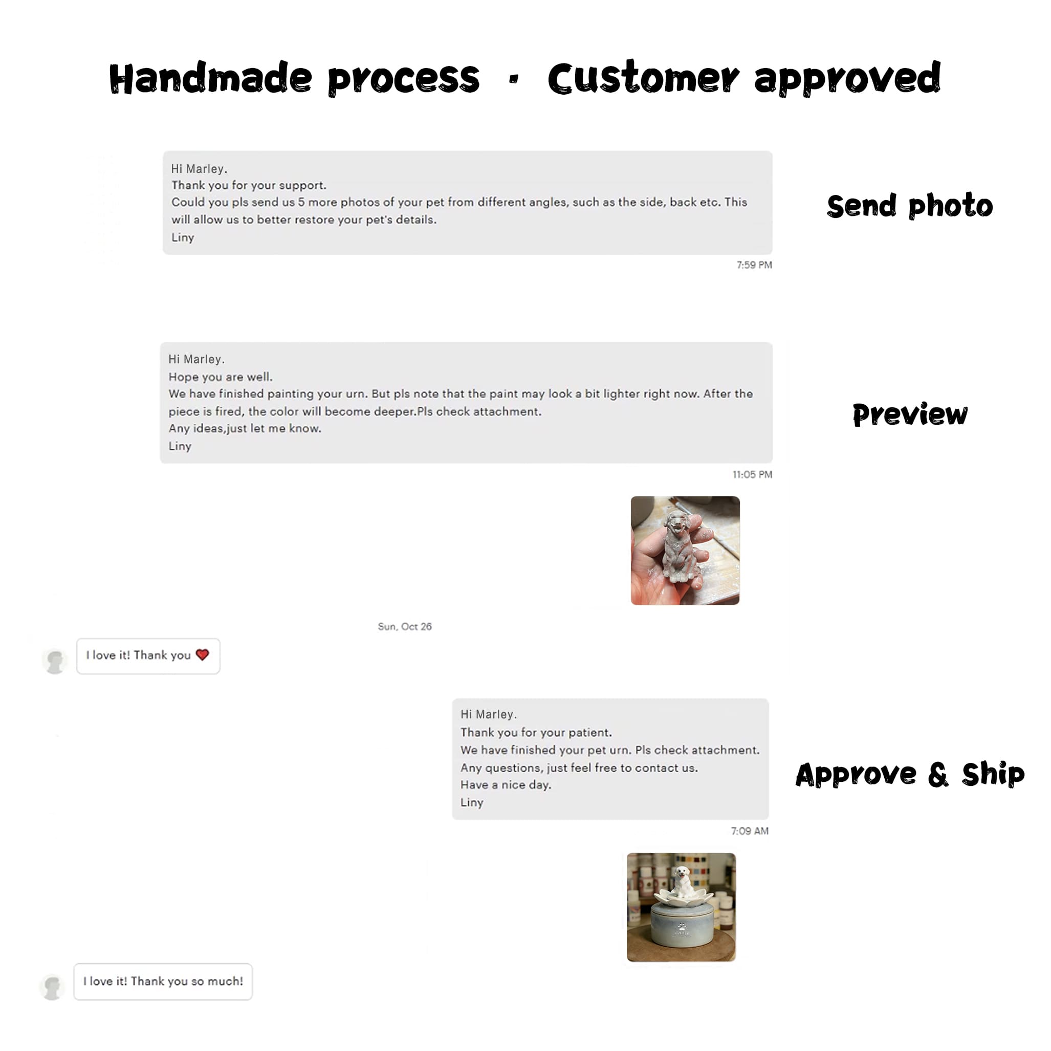 Handcrafted Ceramic Dog Urn #LO101