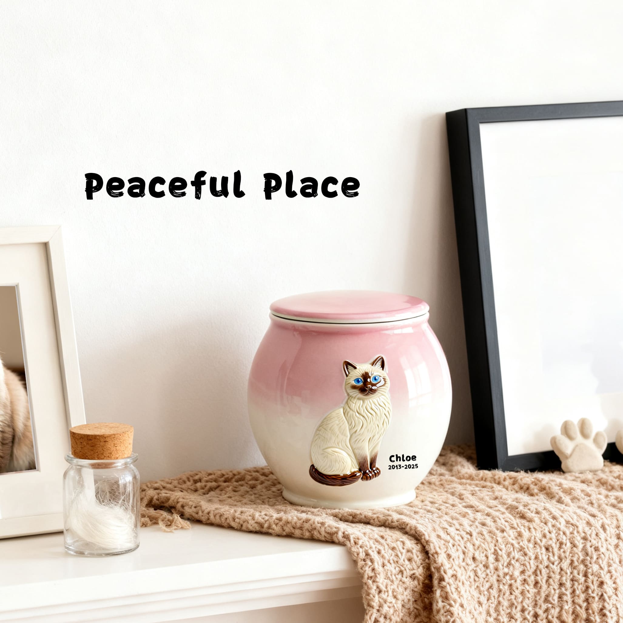 Small Cat-Shaped Ceramic Urn, 55lbs Pet Urns for Cat Ashes,Cat Urns for Ashes Animal Urns for Ashe Pet Cremation Urn