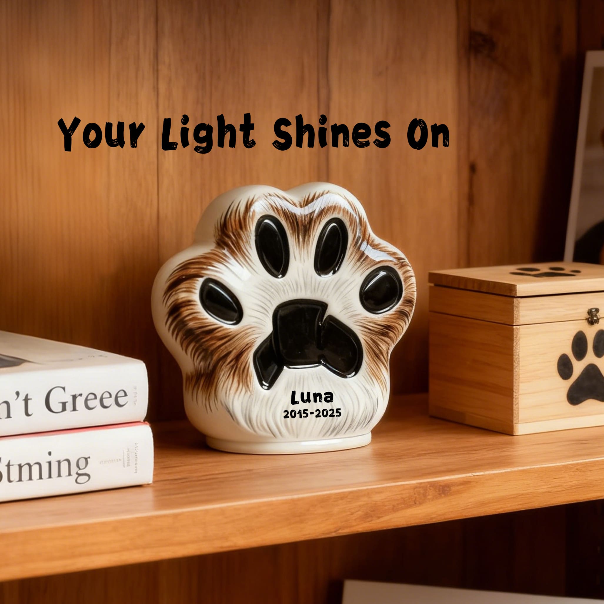 Personalized Pet Urn (Dog & Cat) - Paw Print Ceramic Jar with Sealed Lid | Memorial Urn Including Tariff