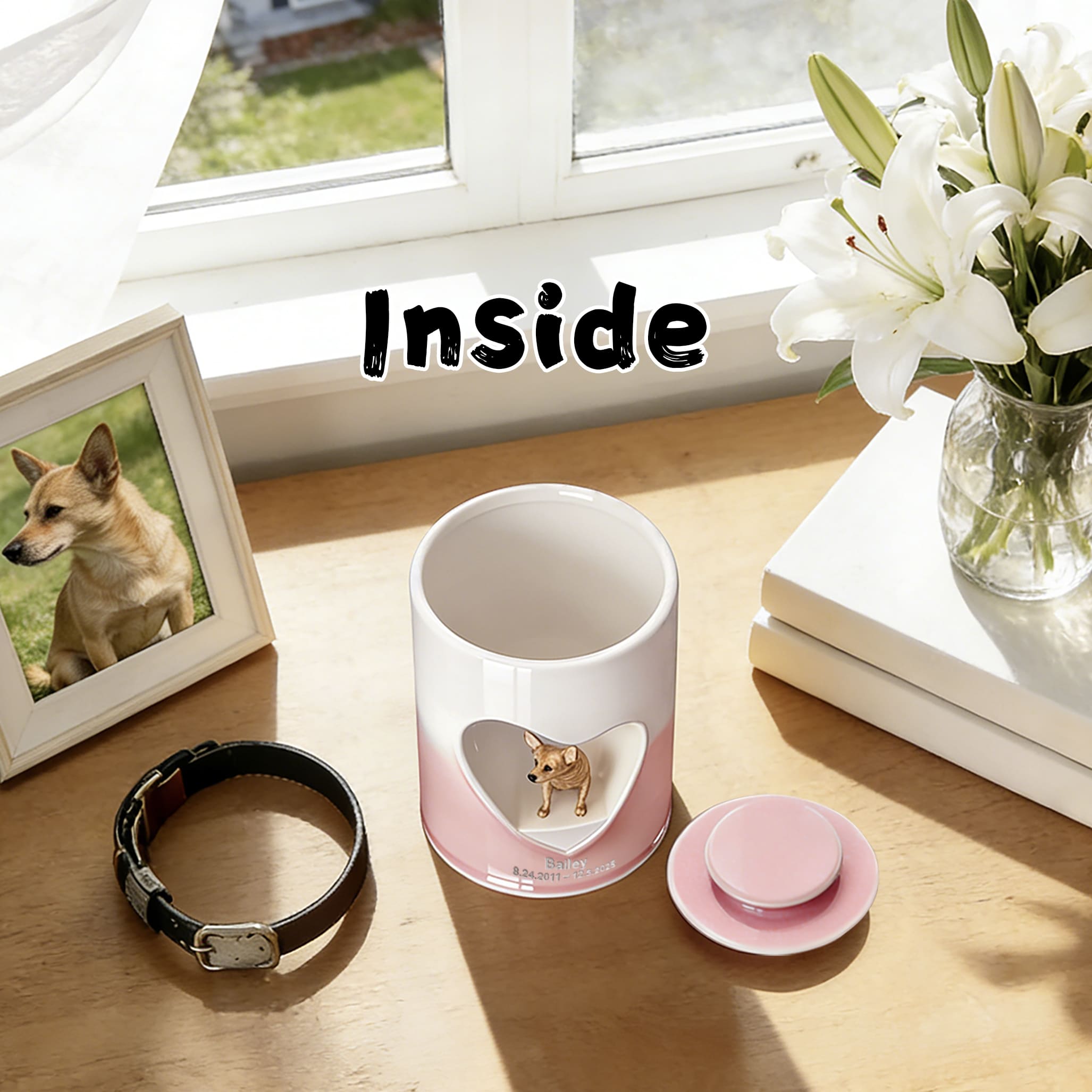Personalized Heart-Shaped Dog Urn for Ashes #HS203