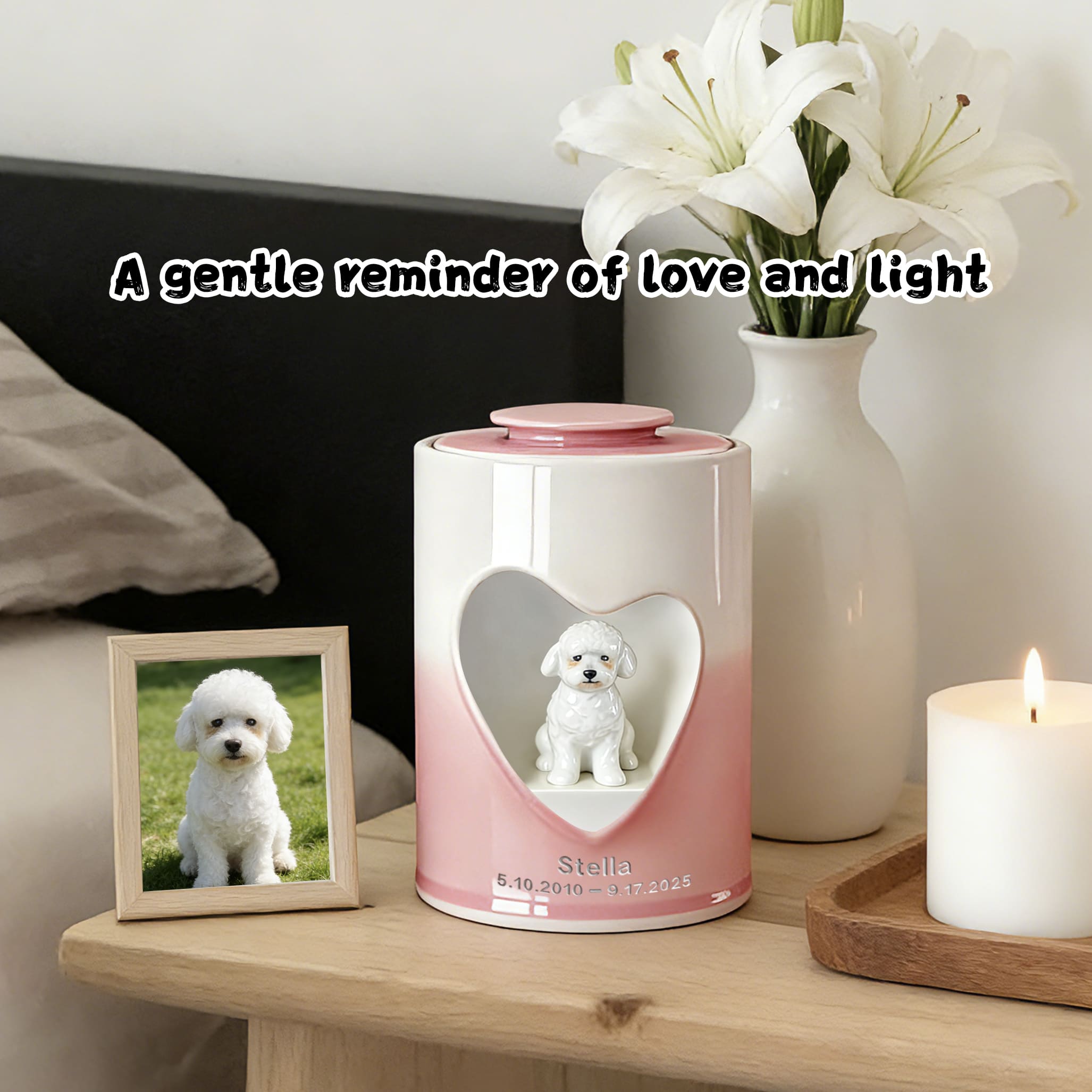 Personalized Heart-Shaped Dog Urn for Ashes #HS203