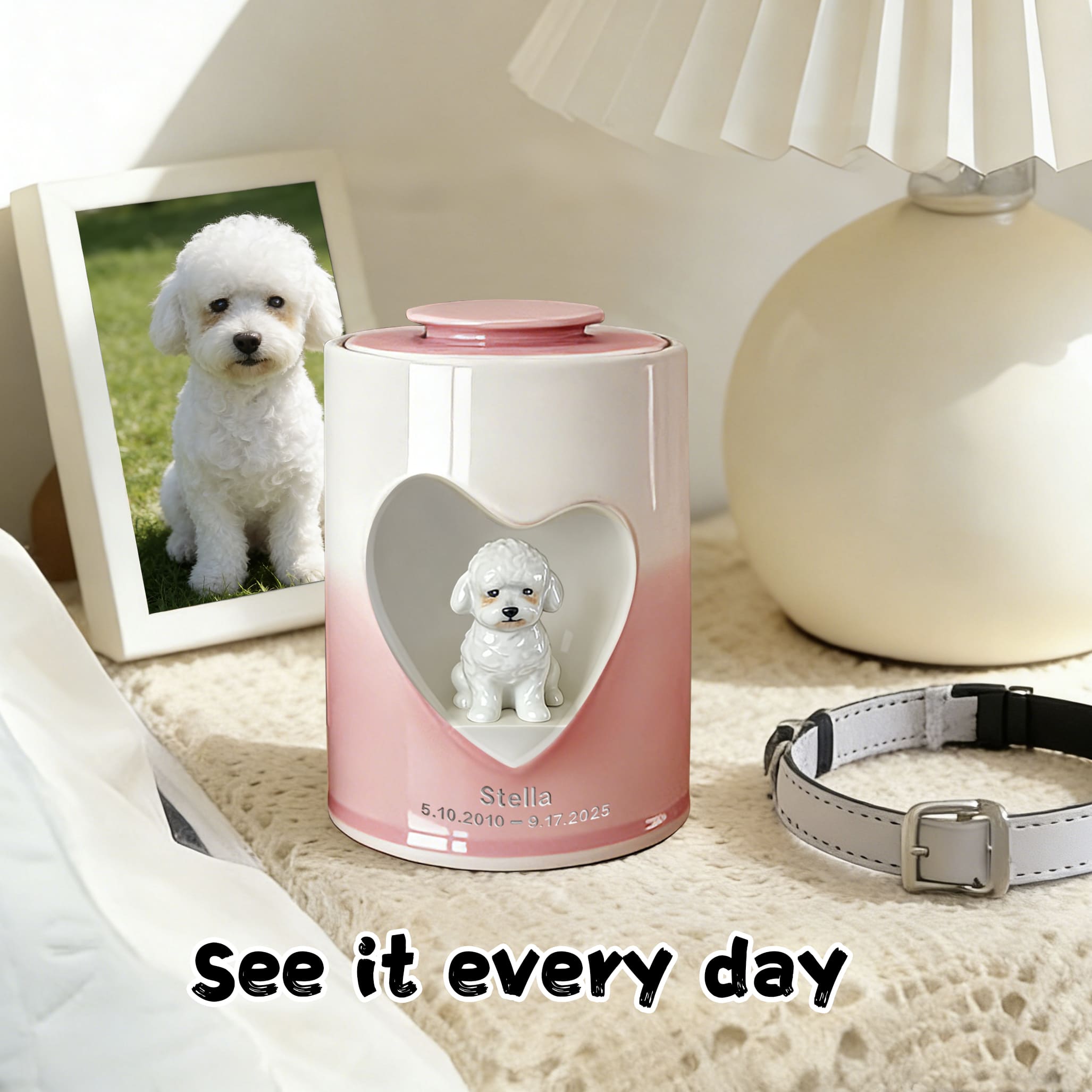 Personalized Heart-Shaped Dog Urn for Ashes #HS203