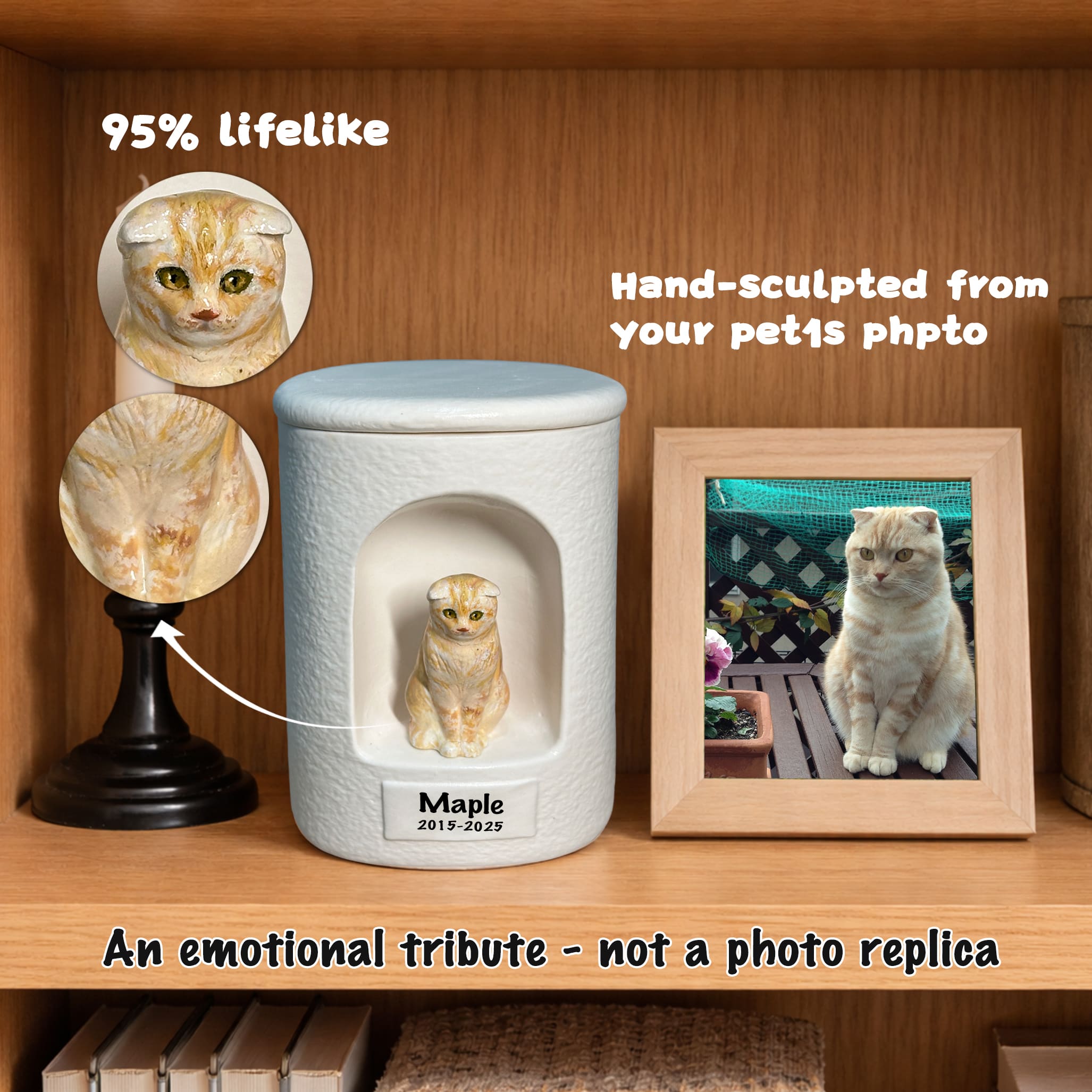 Custom Cat Urn for Ashes from Photo – Handmade Ceramic Memorial