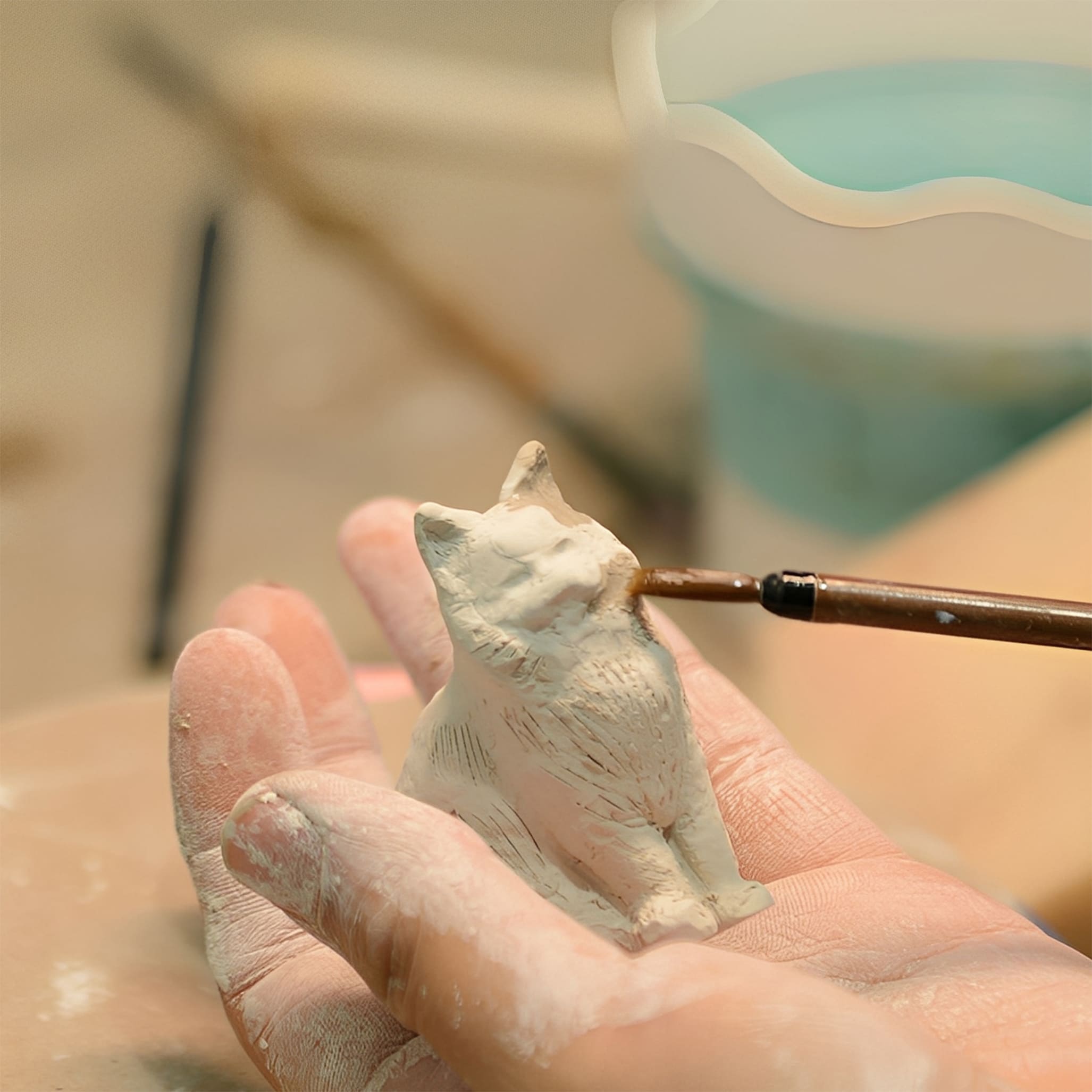 Handmade Ceramic Cat Urn for Ashes