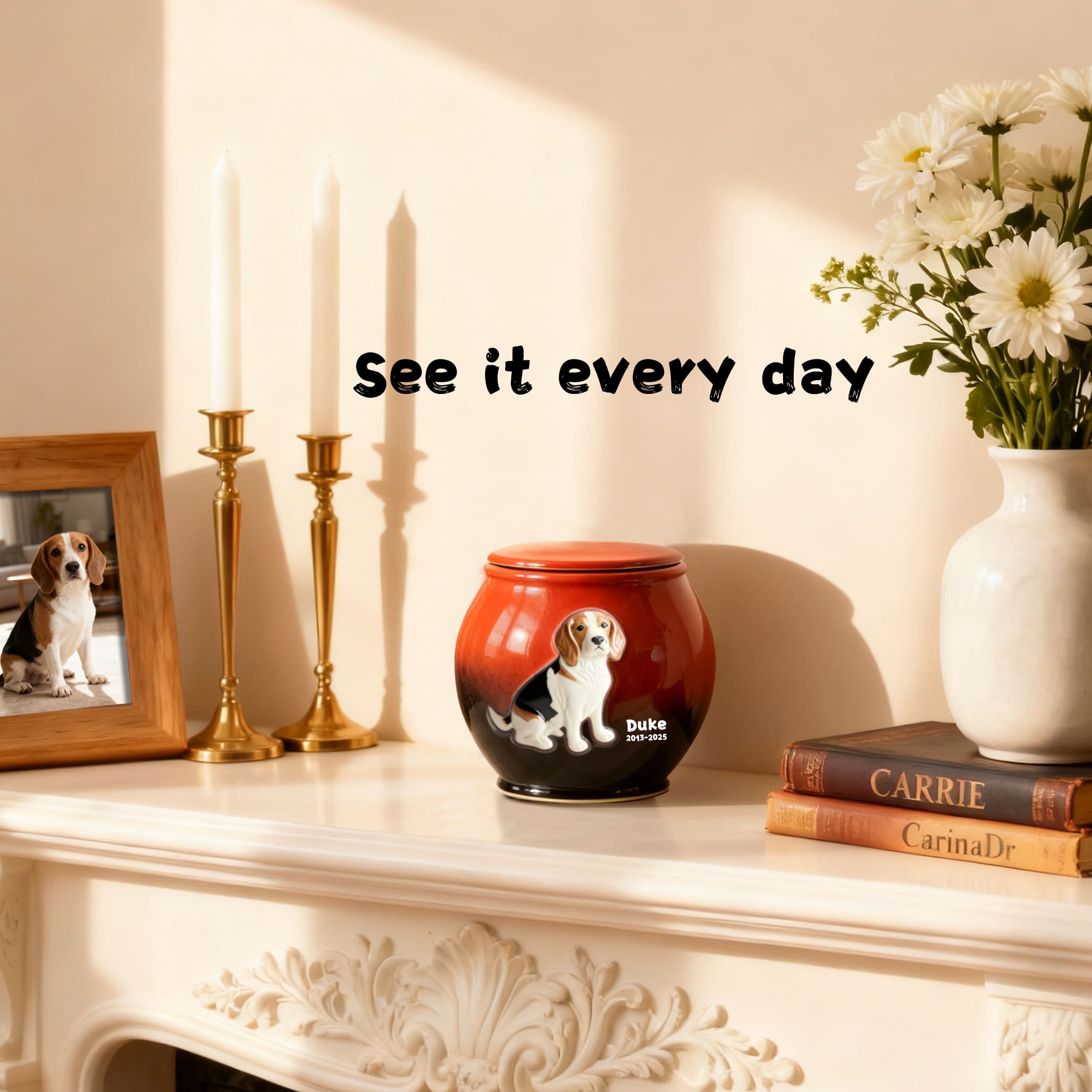 Personalized Pet Urn for Dogs – Custom Ceramic Dog Memorial Urn with Engraved Name & Photo