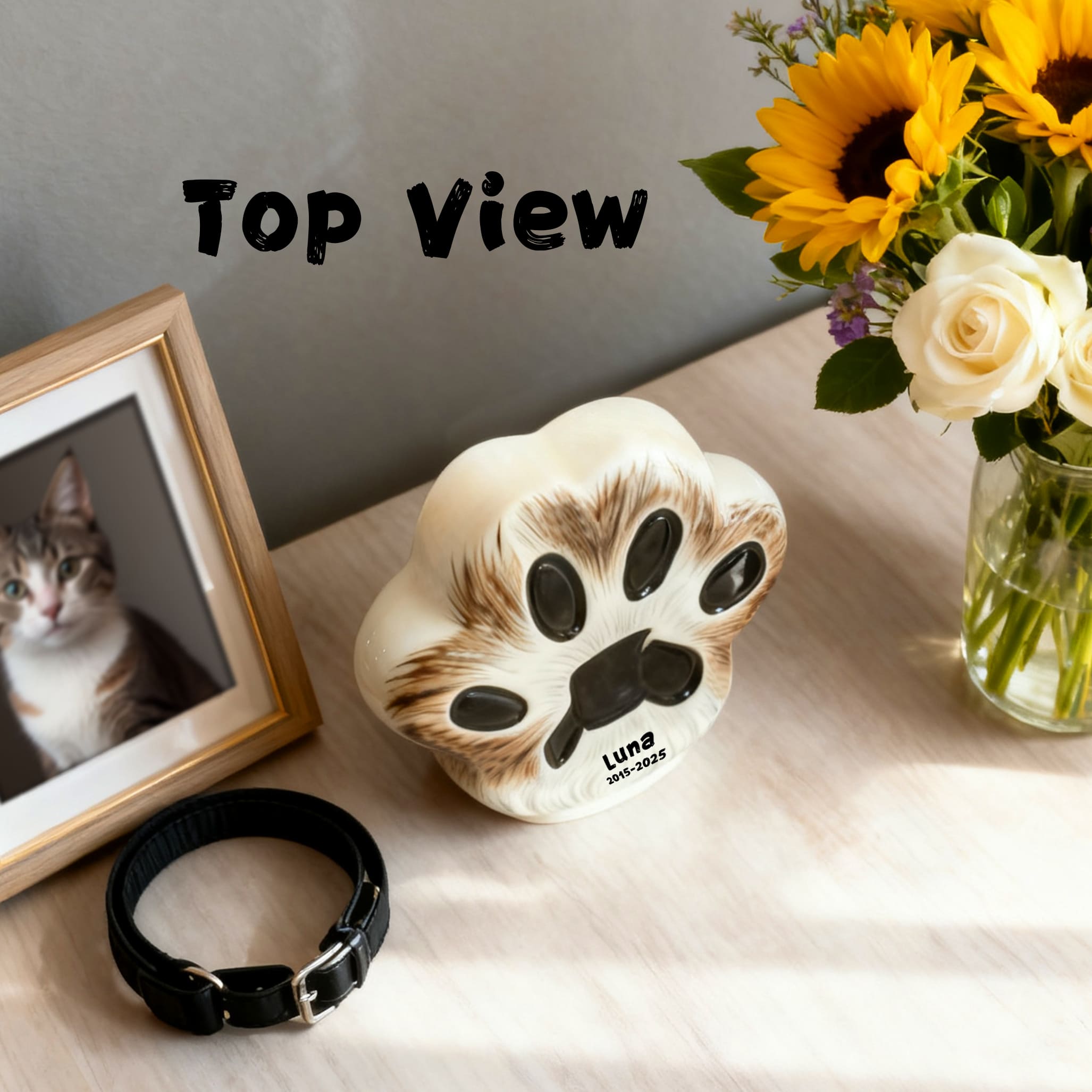 Personalized Pet Urn (Dog & Cat) - Paw Print Ceramic Jar with Sealed Lid | Memorial Urn Including Tariff