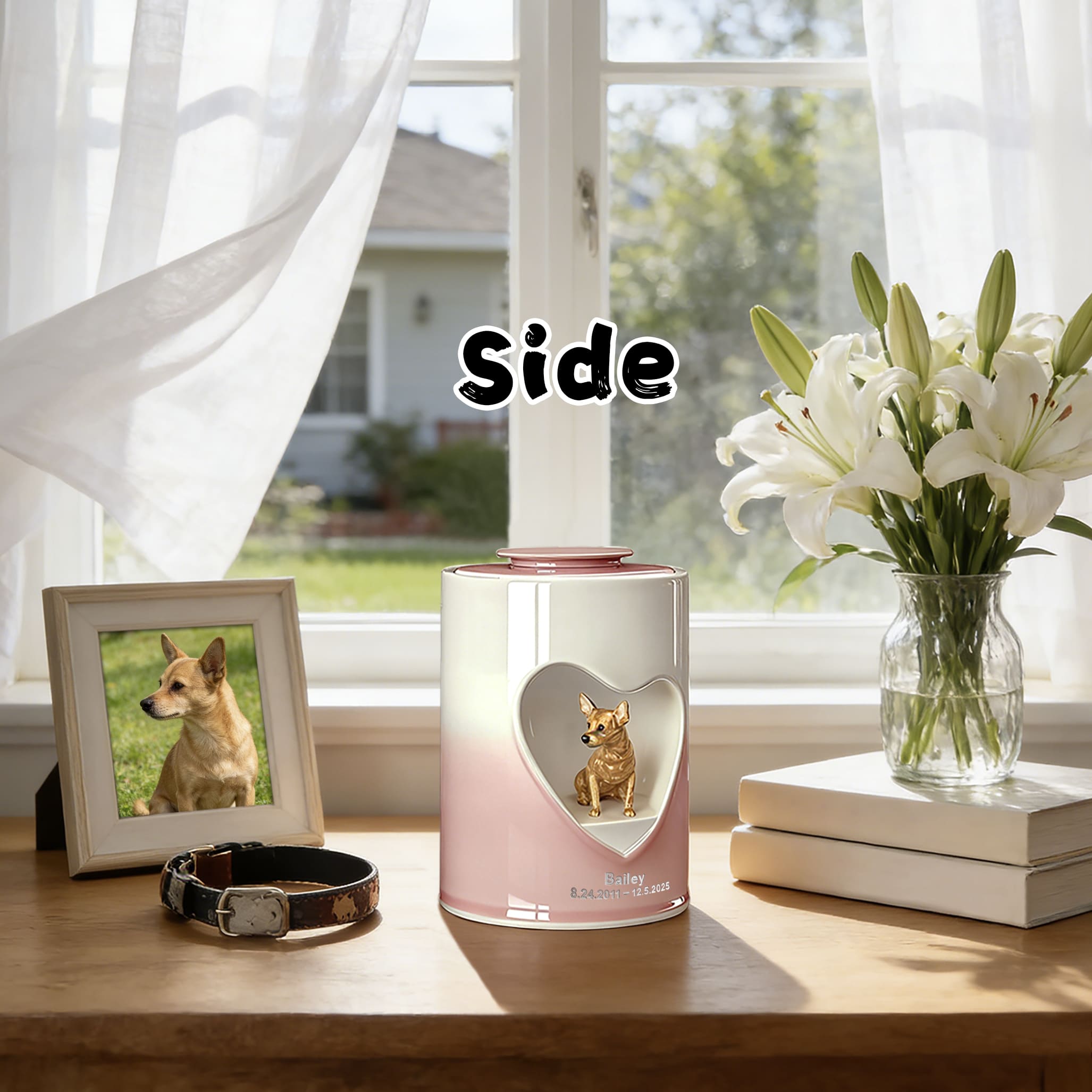 Personalized Heart-Shaped Dog Urn for Ashes #HS203