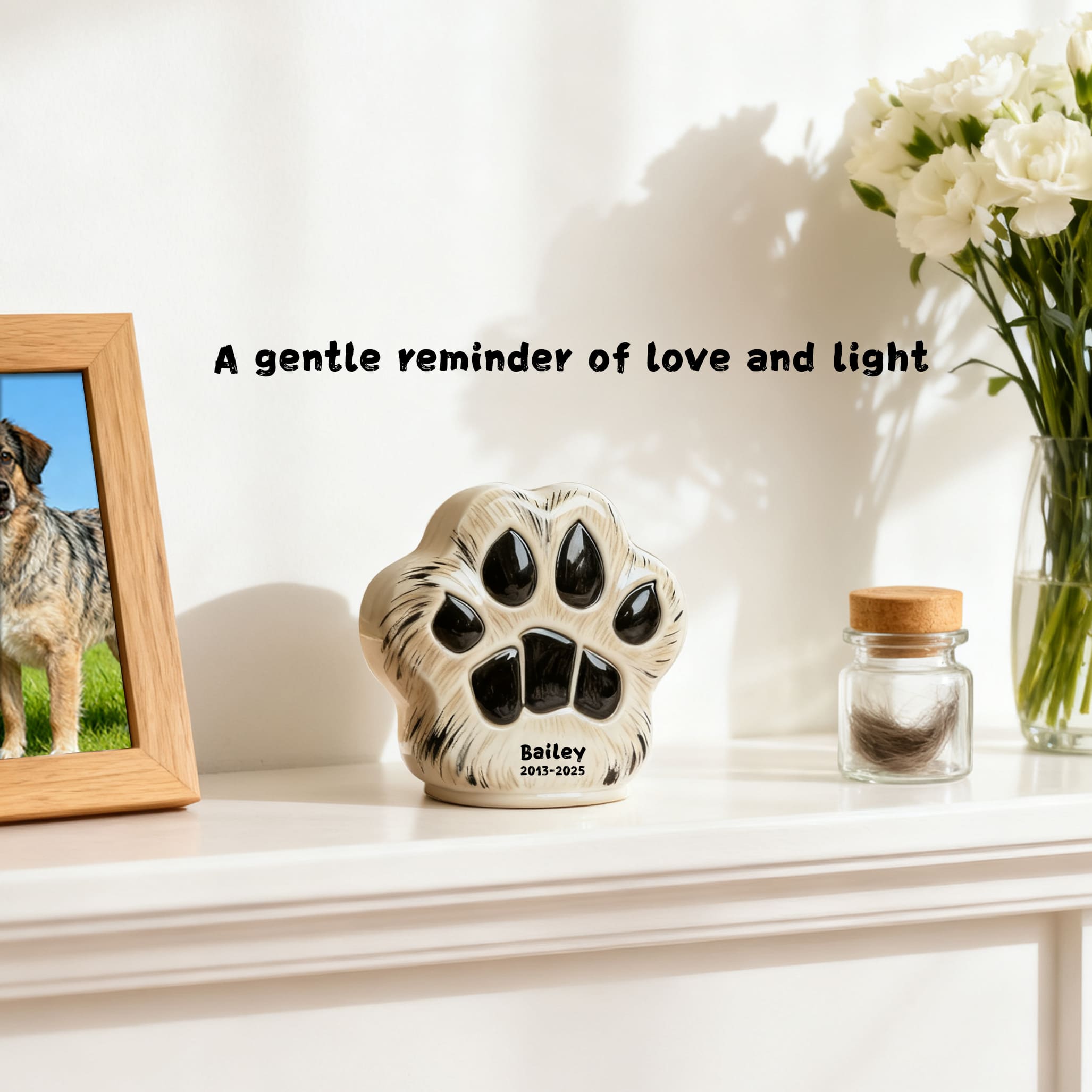 Personalized Ceramic Dog Cremation Urn - Paw Print #112