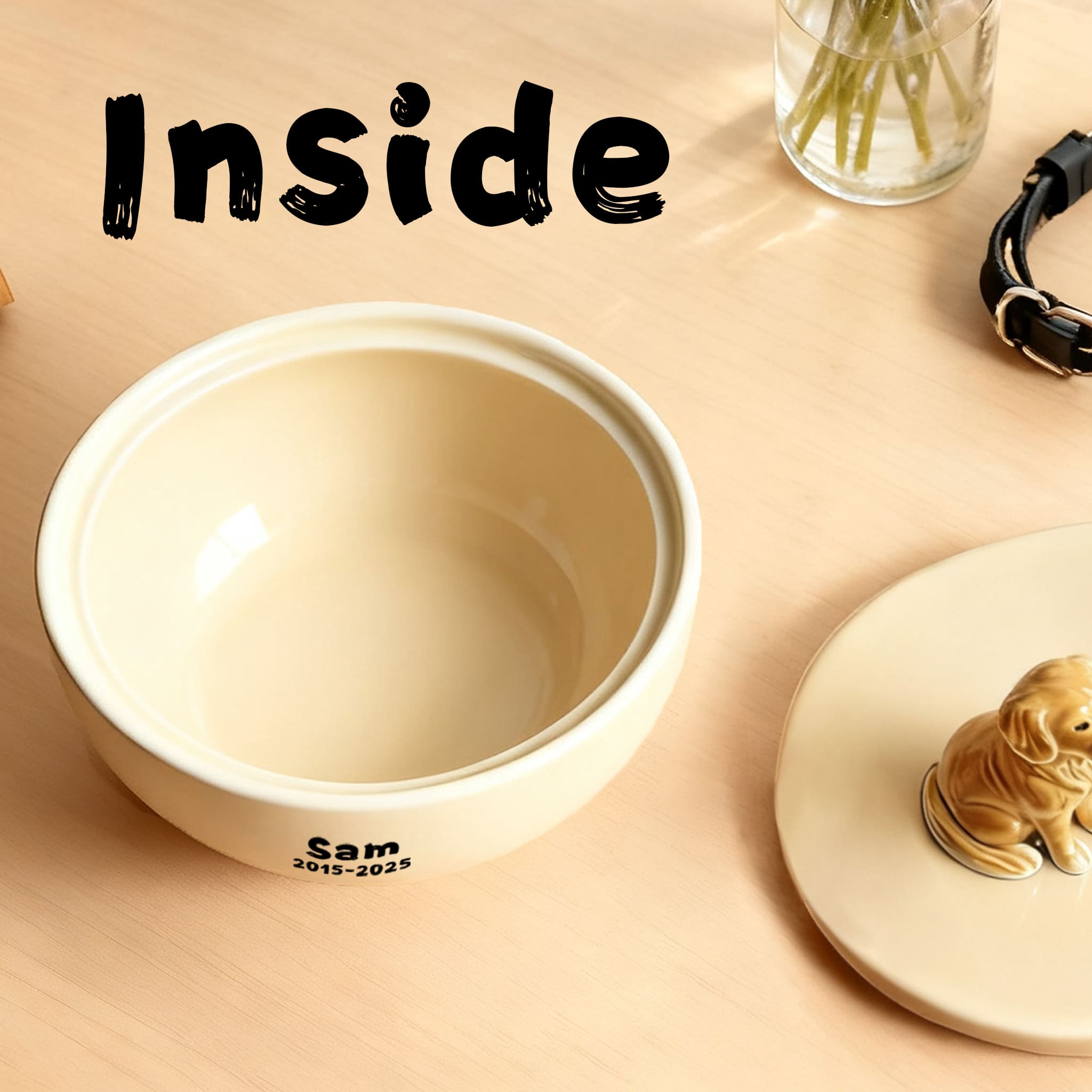 Personalized Dog Memorial Urn | Custom Ceramic Ashes Urn with Portrait, Name & Dates