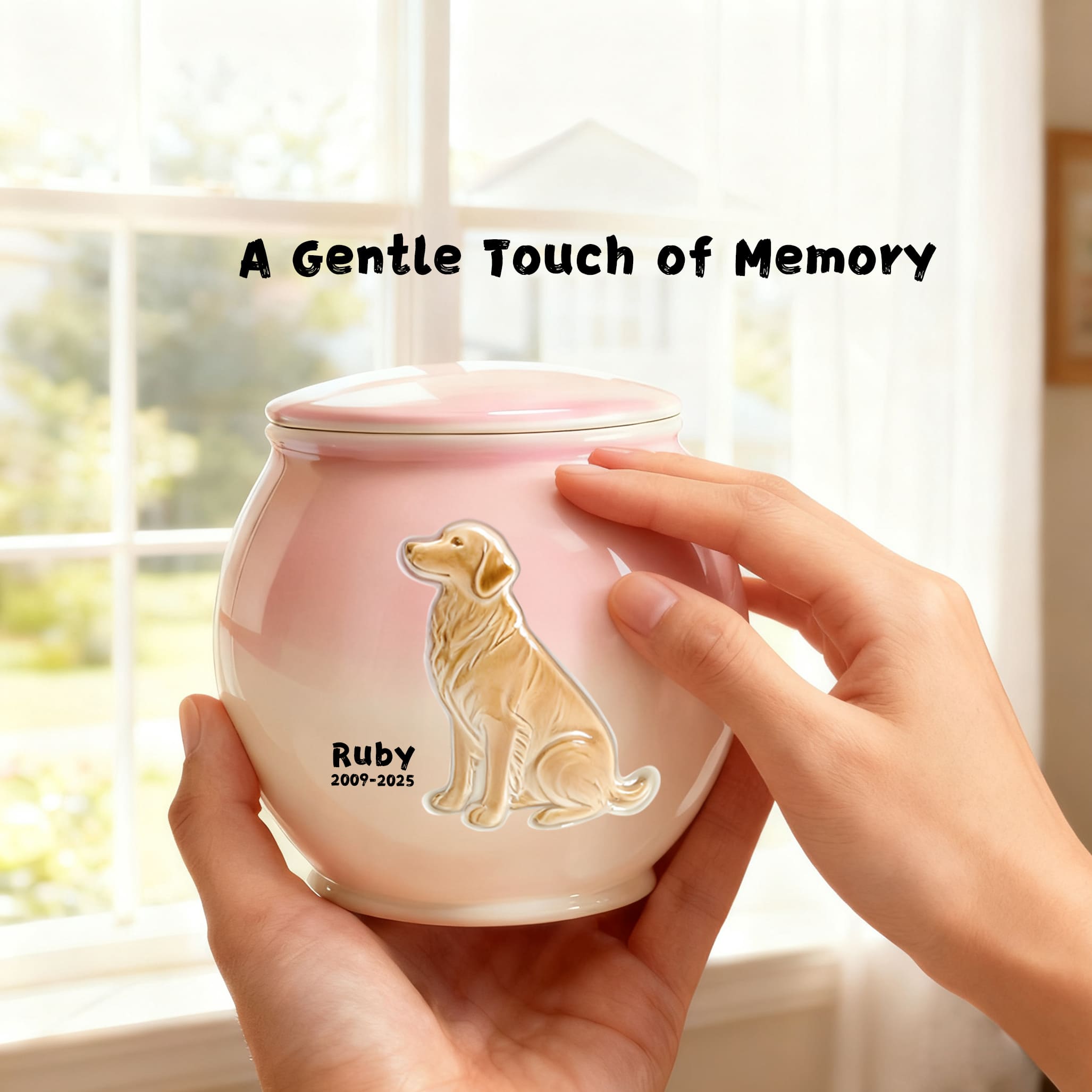 Custom Dog Urn with Engraved Name & Portrait | Gradient Ceramic Memorial for Cats & Dogs