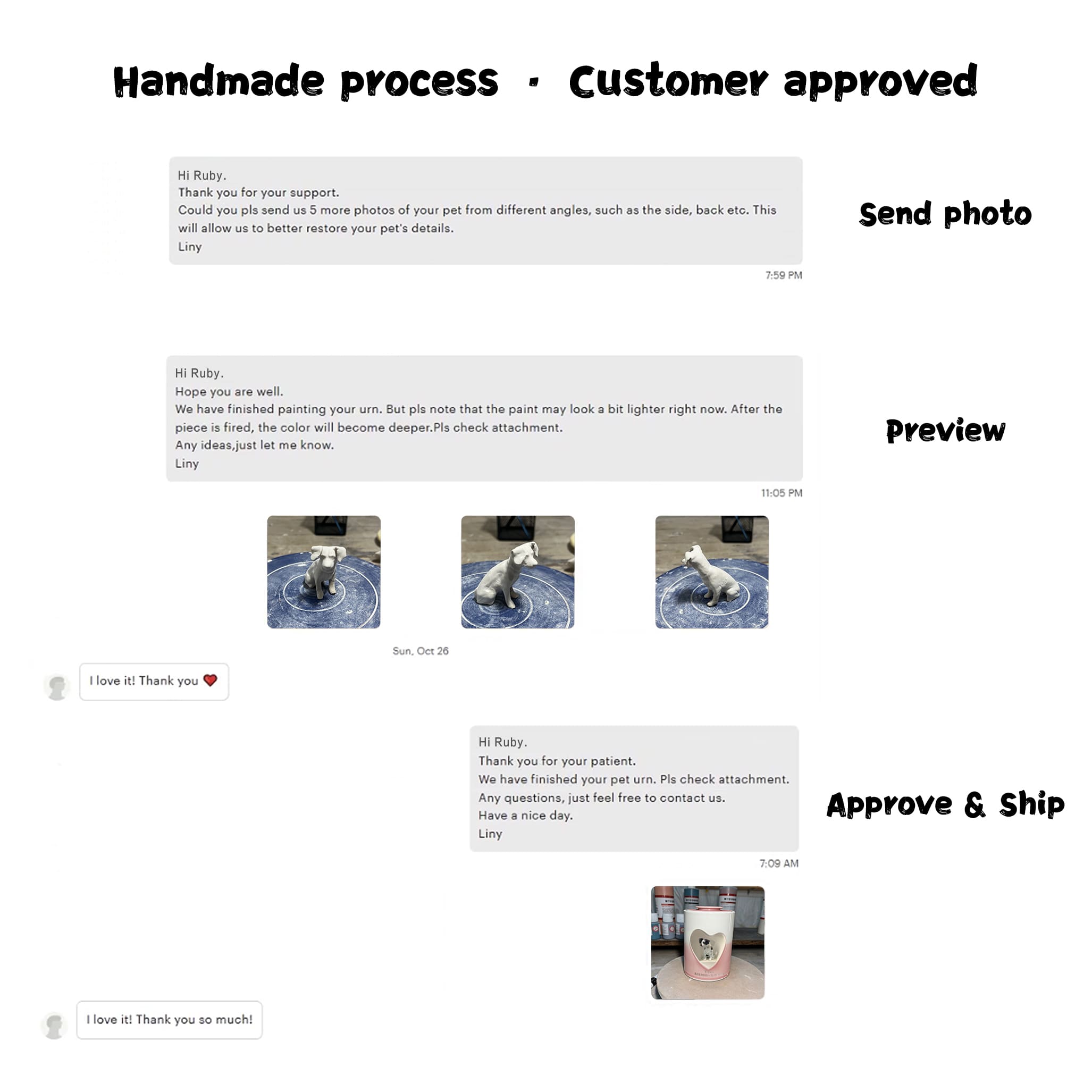 Personalized Heart-Shaped Dog Urn for Ashes #HS203