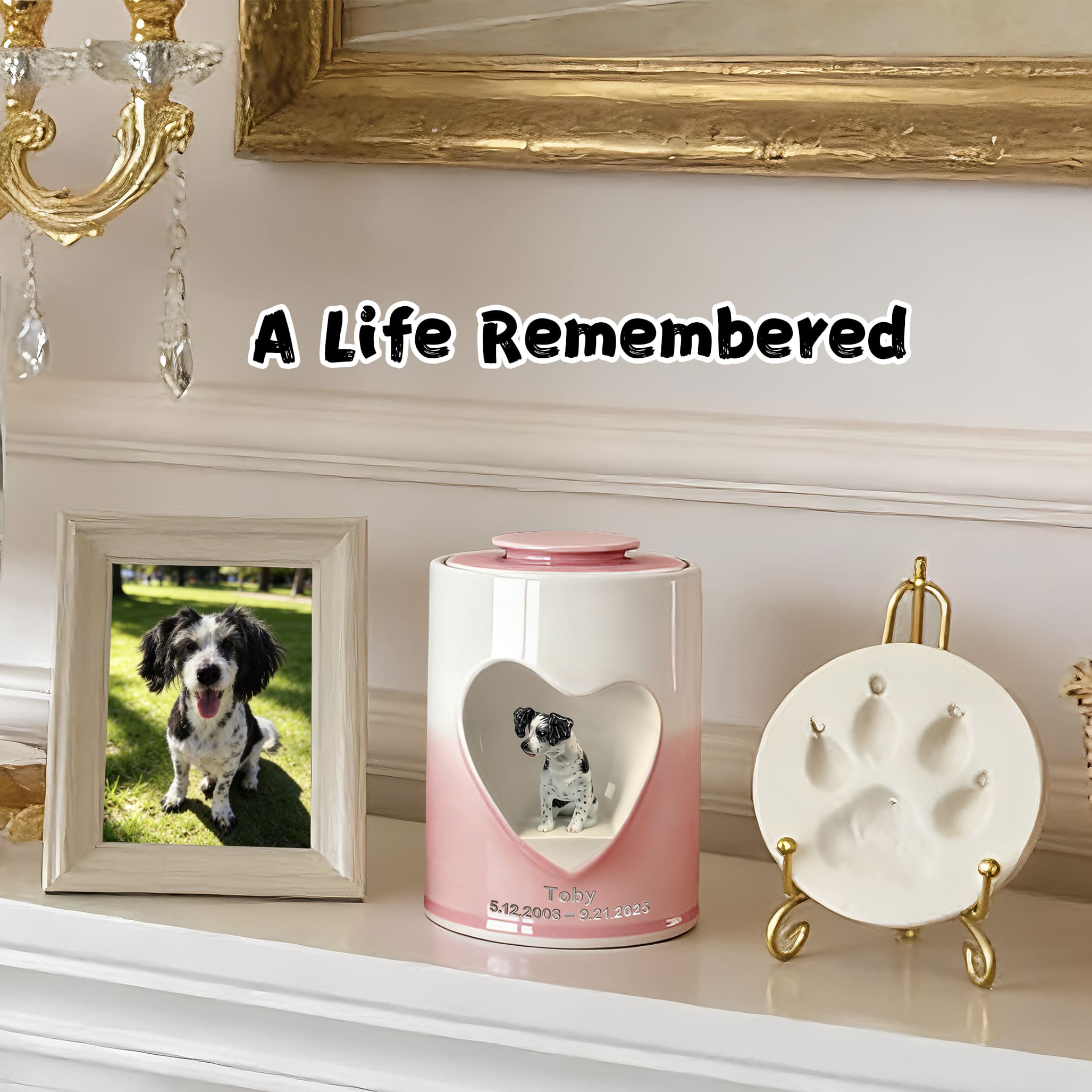 Personalized Heart-Shaped Dog Urn for Ashes #HS203