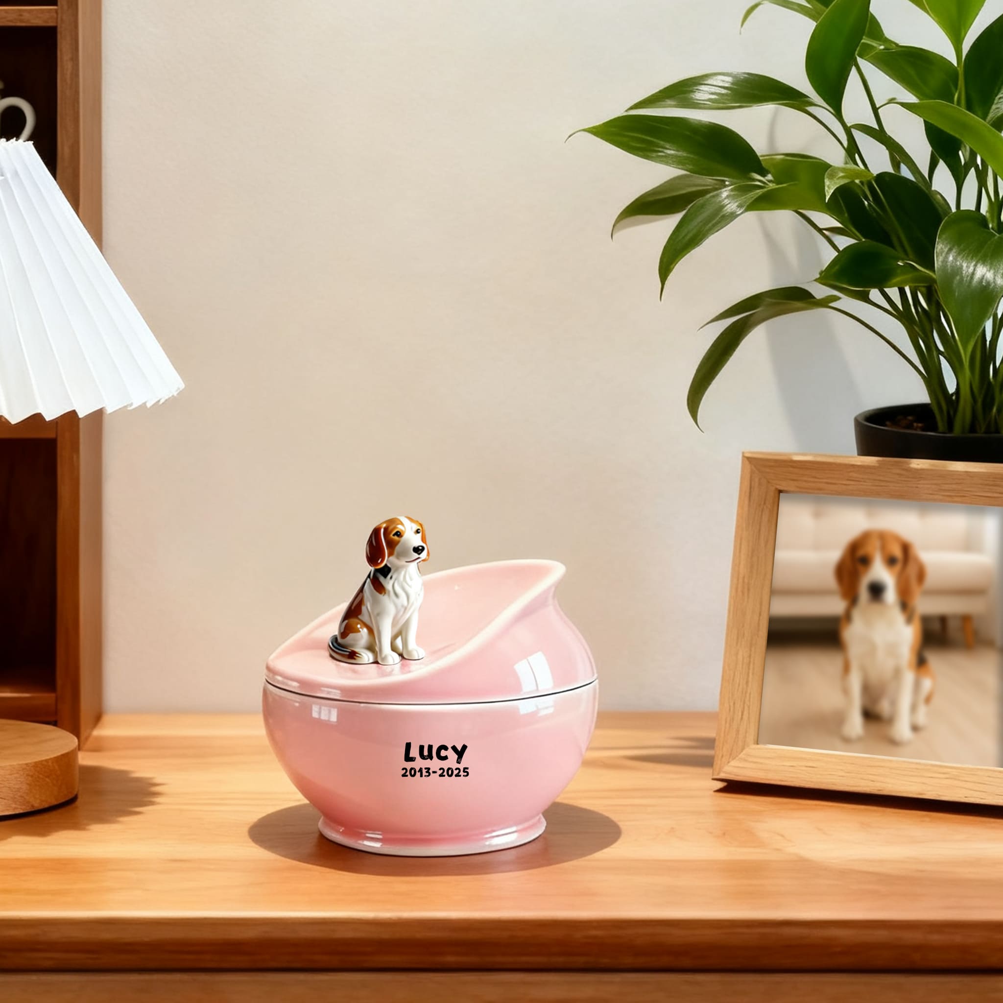 Personalized Dog Urn-Hand-Painted Ceramic Pet Urn for Ashes with Portrait, Name & Date | Custom Dog Memorial Keepsake, Forever Home Tribute