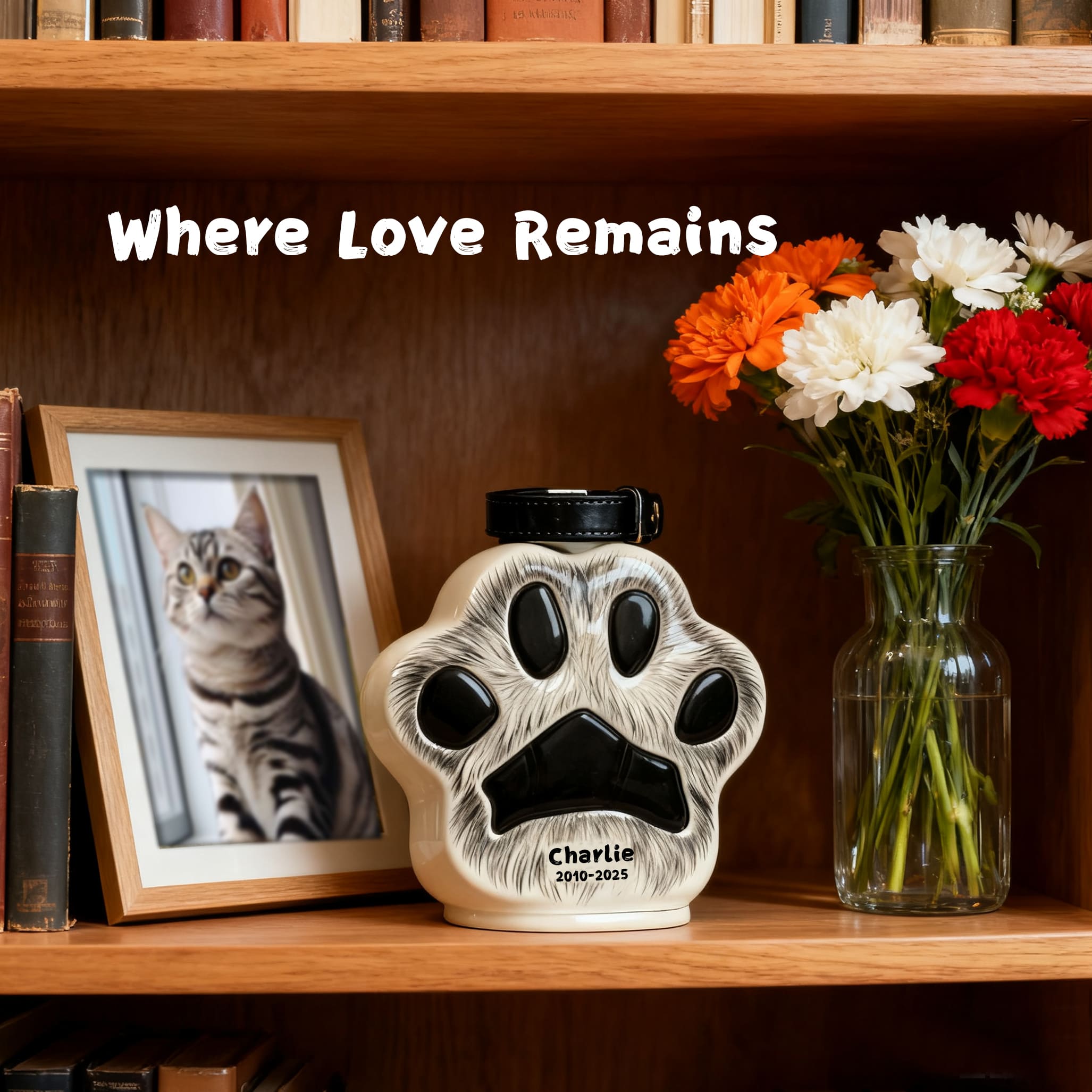 Personalized Pet Urn (Dog & Cat) - Paw Print Ceramic Jar with Sealed Lid | Memorial Urn Including Tariff