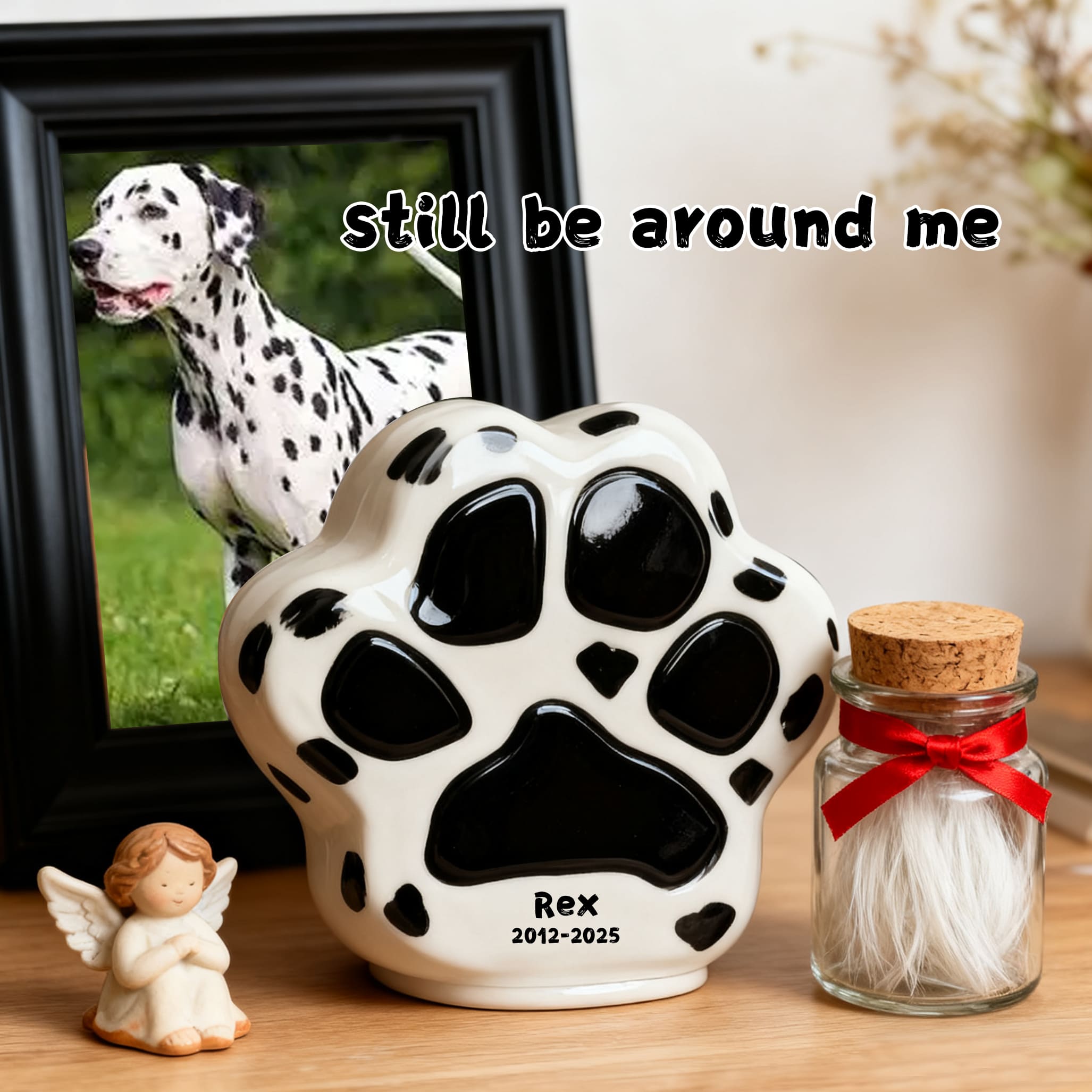 Personalized Ceramic Dog Cremation Urn - Paw Print #112