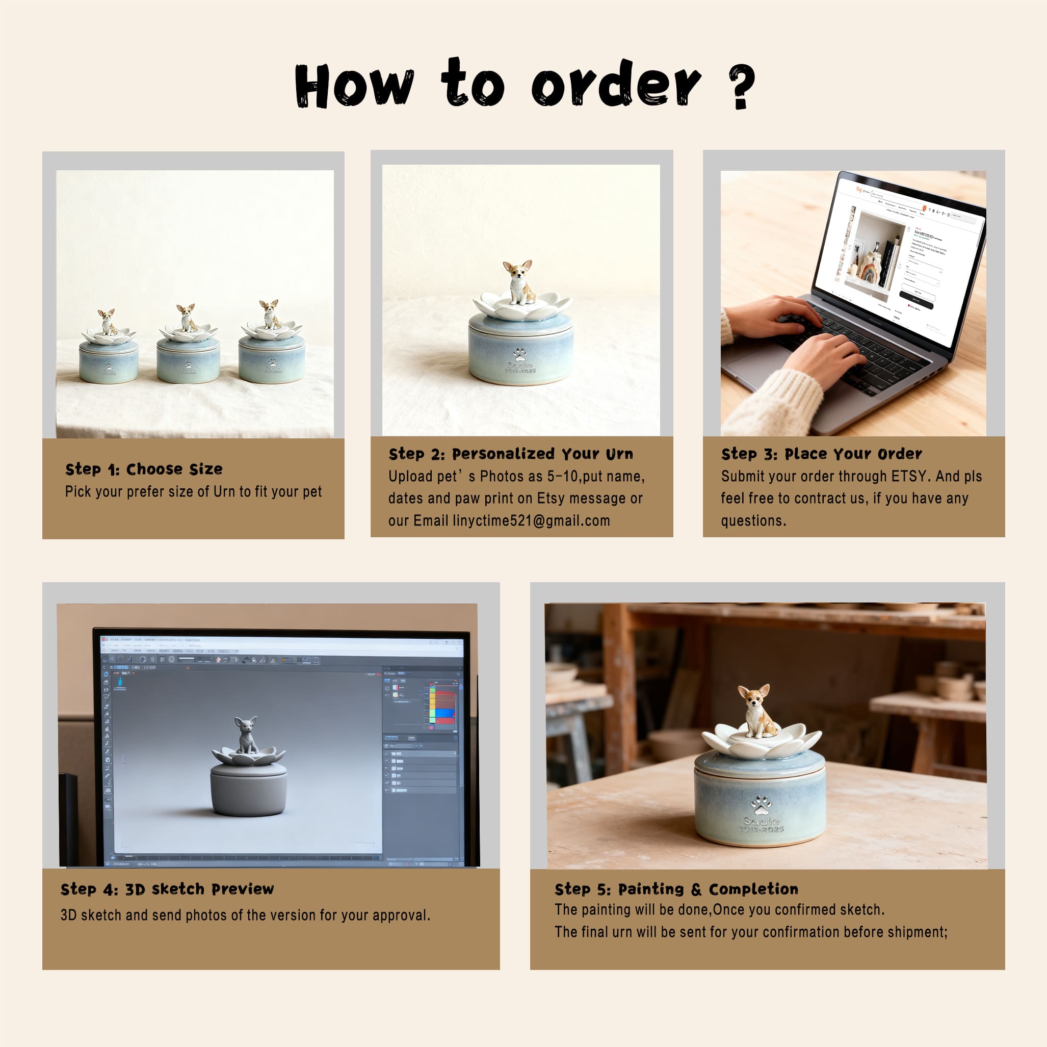 Handcrafted Ceramic Dog Urn #LO101