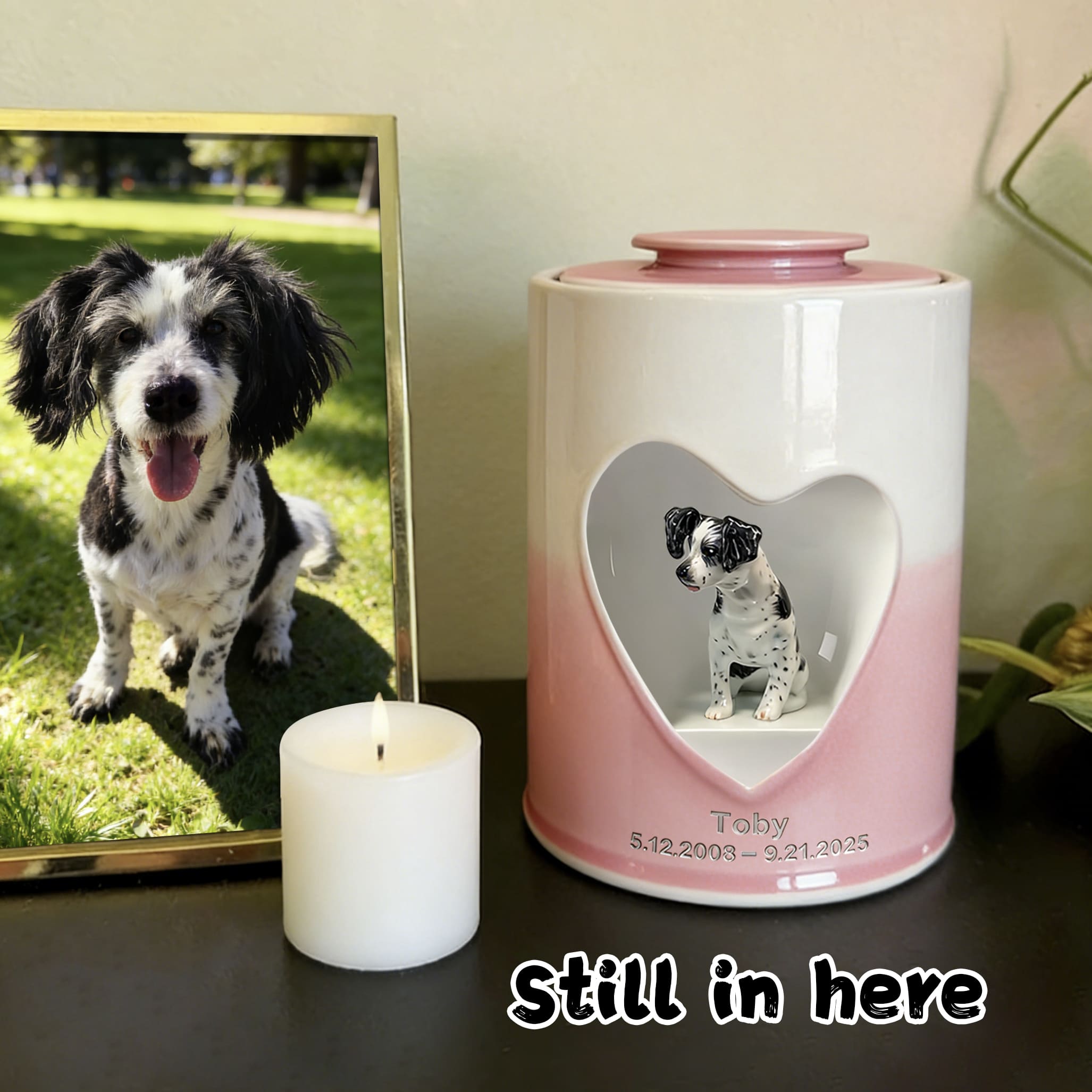 Personalized Heart-Shaped Dog Urn for Ashes #HS203