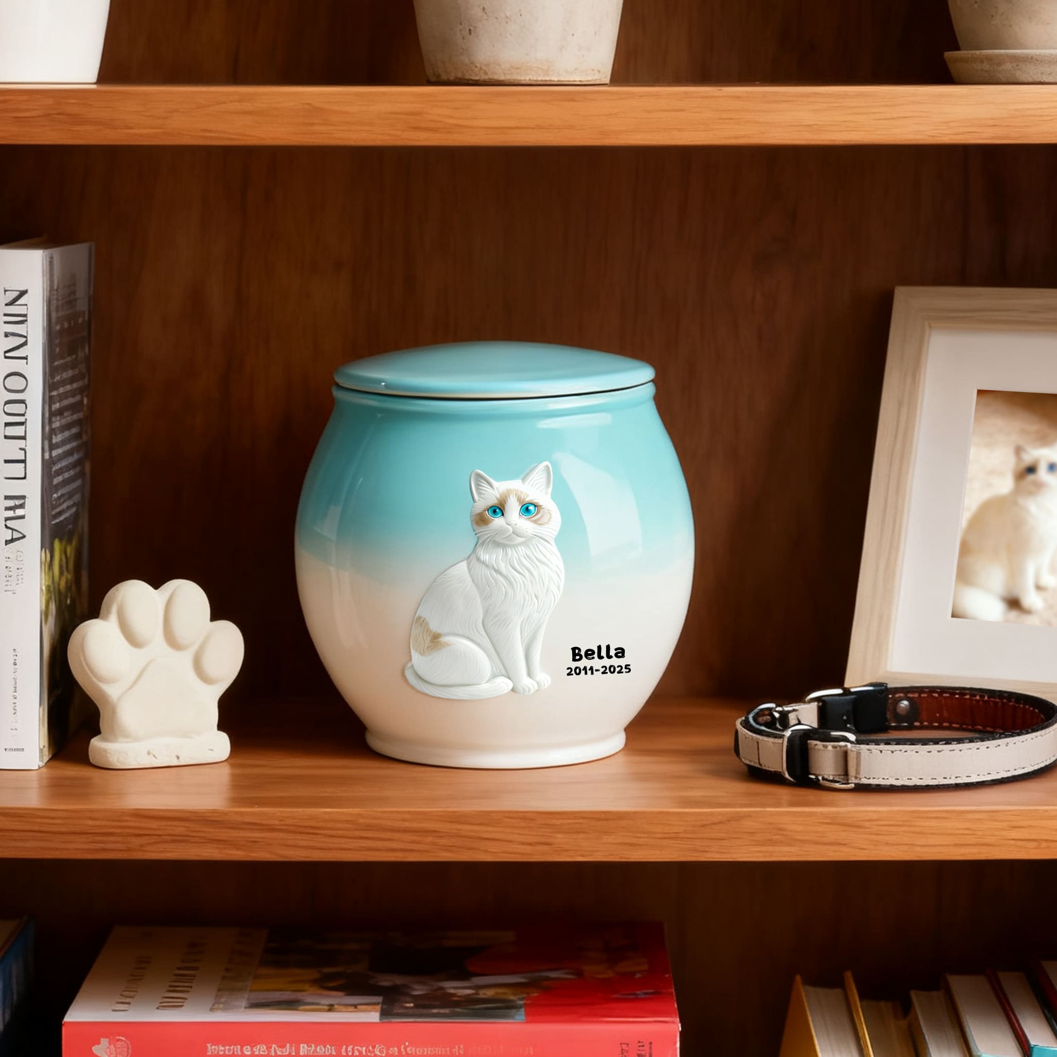 Small Cat-Shaped Ceramic Urn, 55lbs Pet Urns for Cat Ashes,Cat Urns for Ashes Animal Urns for Ashe Pet Cremation Urn