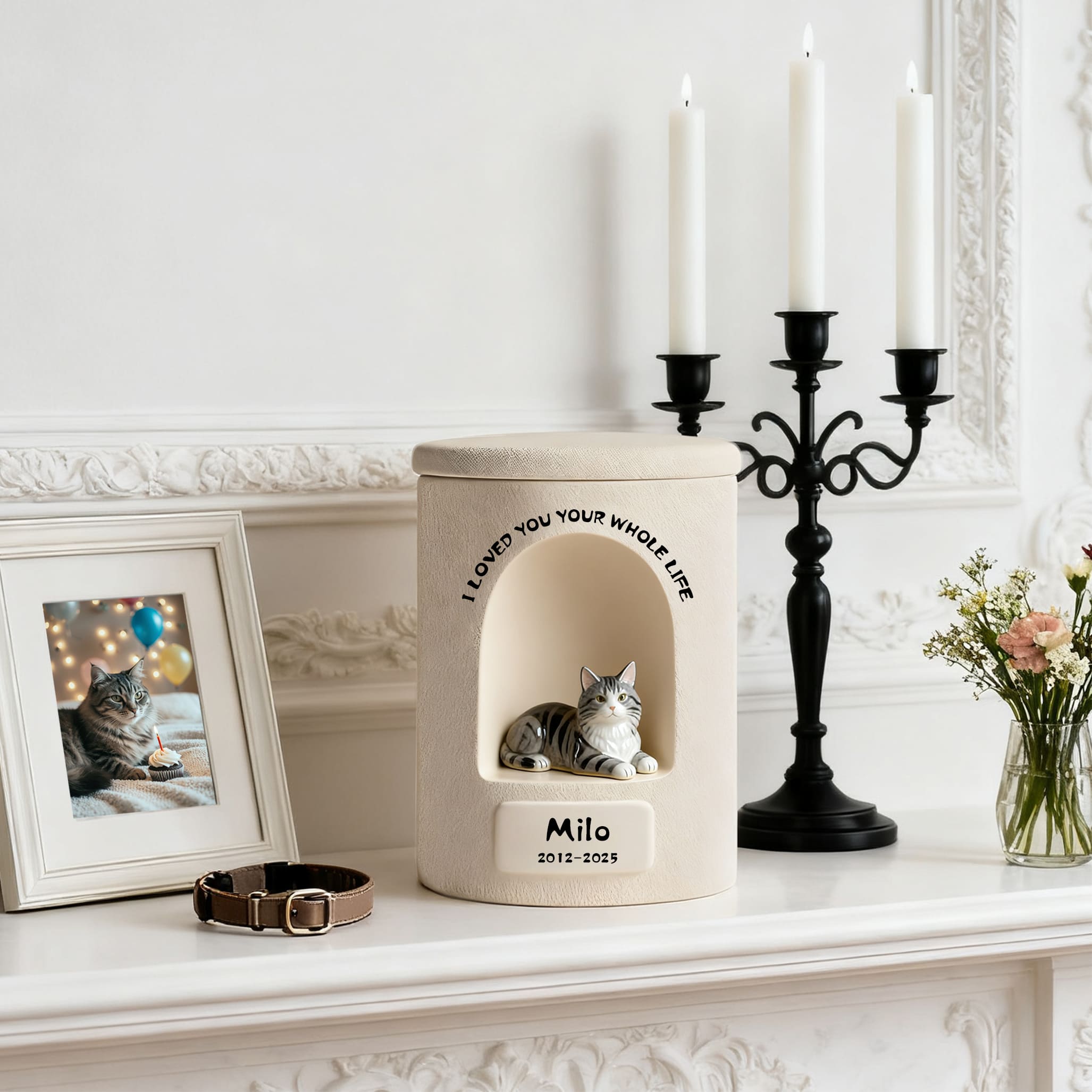 Personalized Dog Urn – Once-in-a-Lifetime Luxury Ceramic Dog & Cat Ashes Urn, Fine Art Hand-Painted Memorial Gift