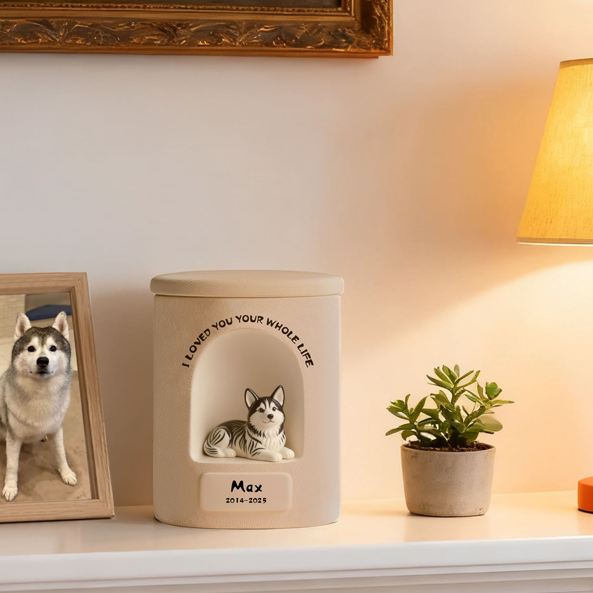 Personalized Dog Urn – Once-in-a-Lifetime Luxury Ceramic Dog & Cat Ashes Urn, Fine Art Hand-Painted Memorial Gift