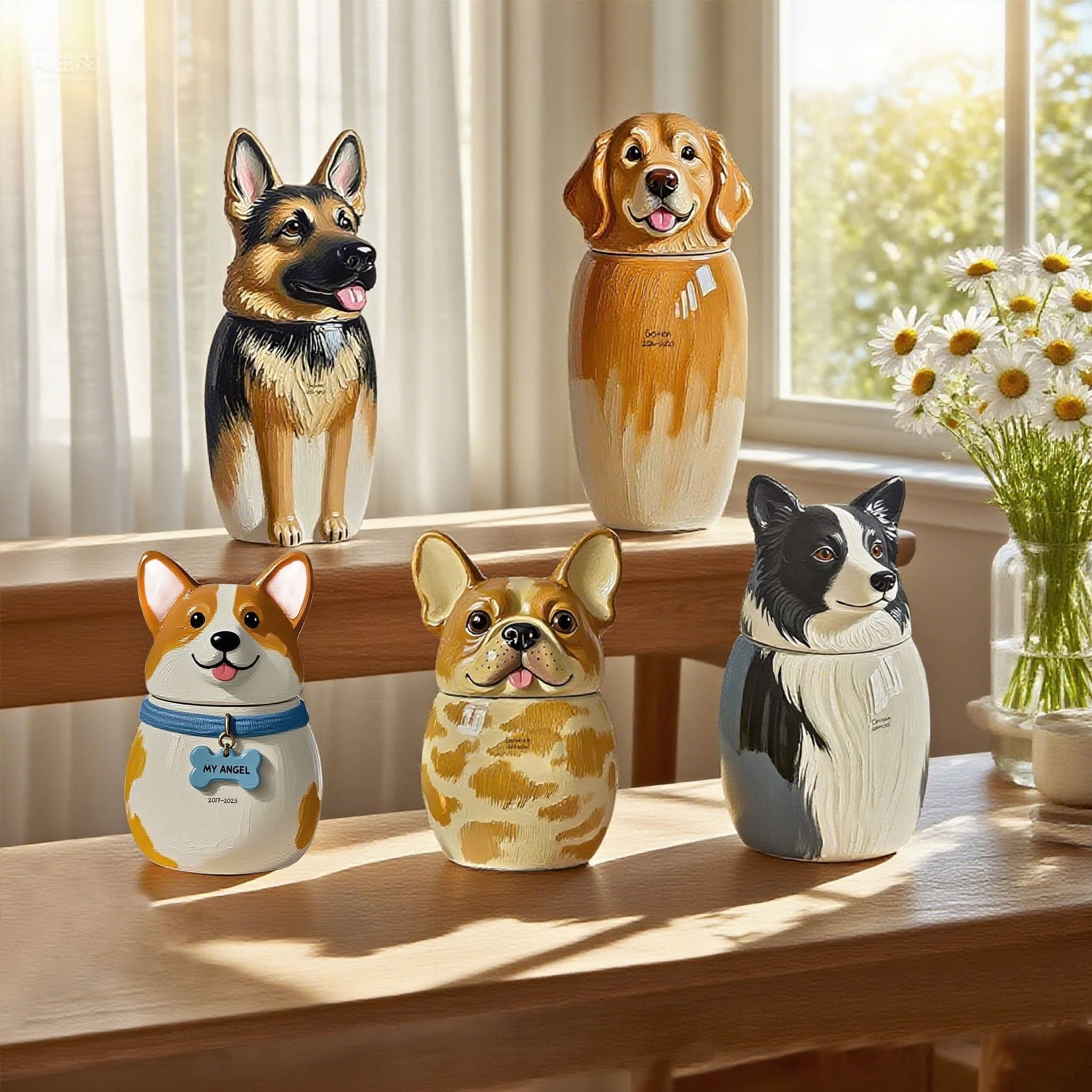 Custom Ceramic Dog Urns - Personalized Pet Portrait Keepsakes, Capturing Your Pet’s Spirit, Always By Your Side
