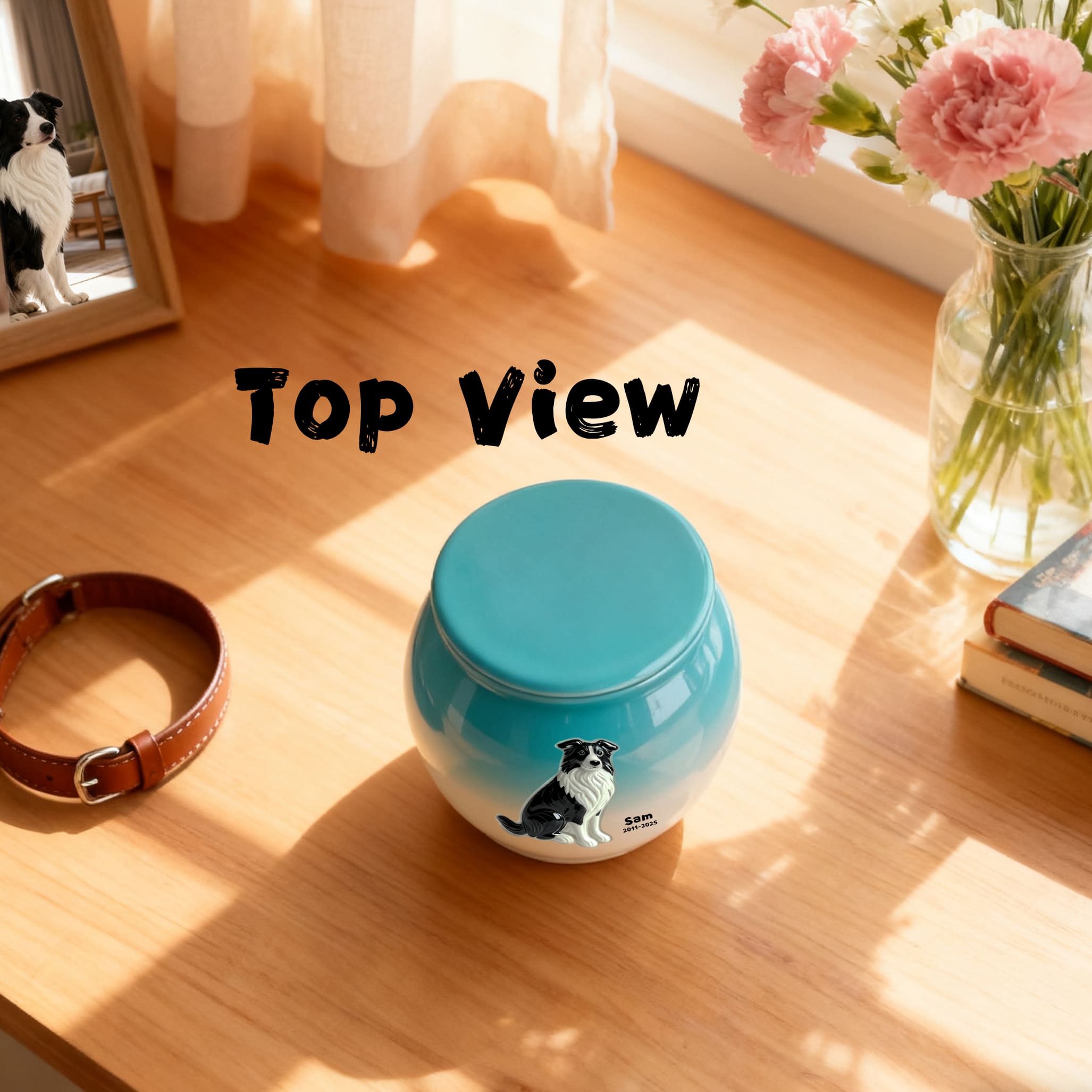 Custom Dog Urn with Engraved Name & Portrait | Gradient Ceramic Memorial for Cats & Dogs