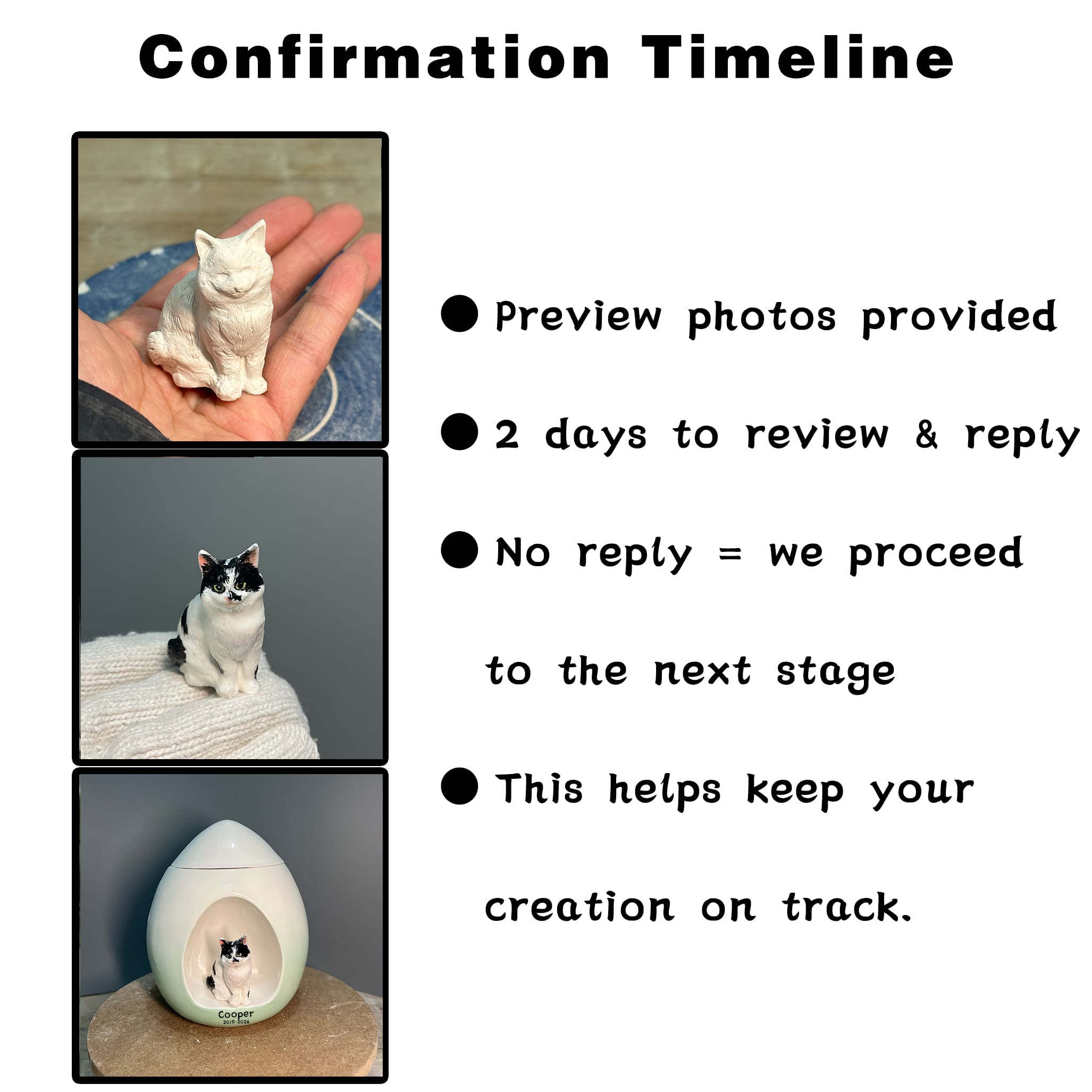 Handmade Ceramic Cat Urn for Ashes