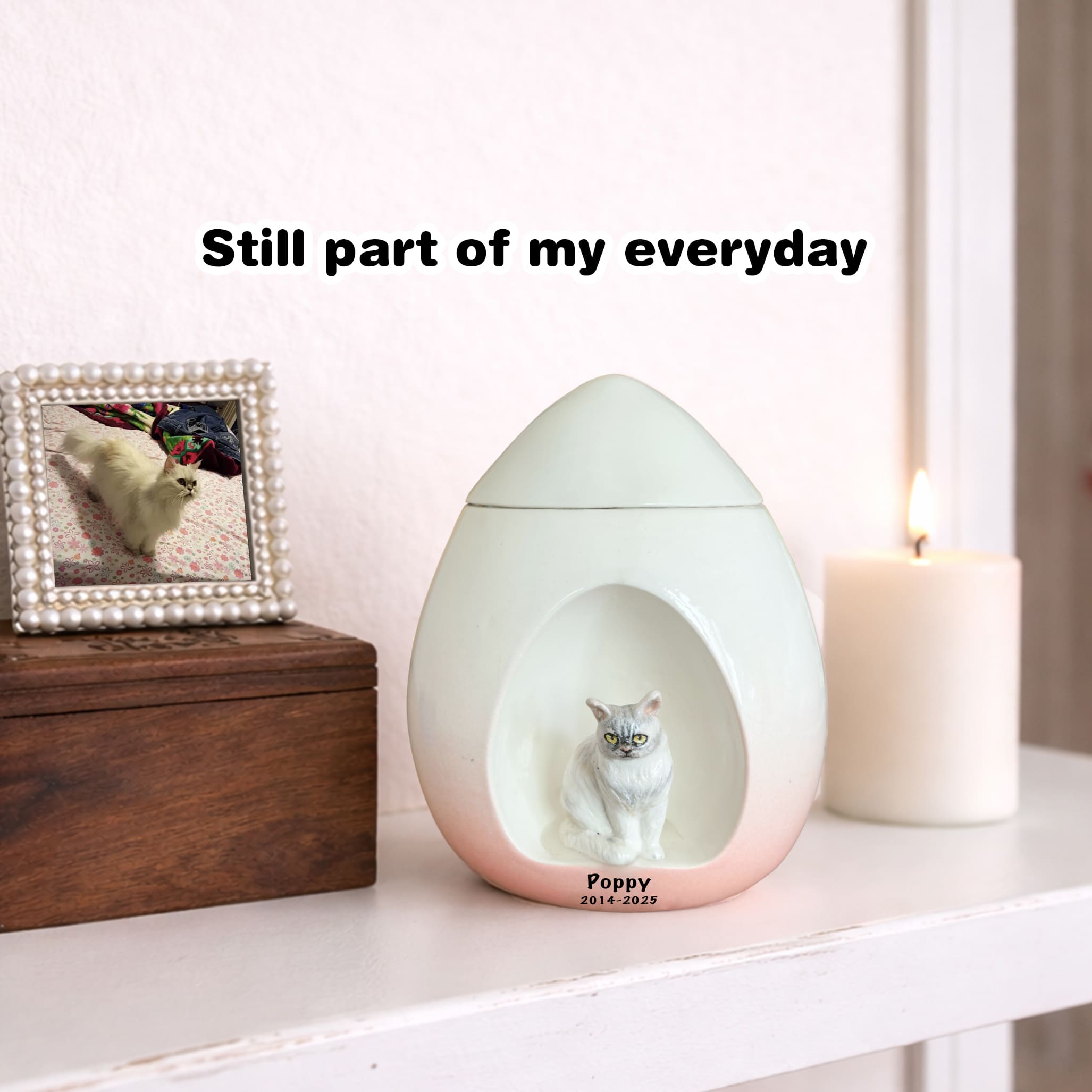 Handmade Ceramic Cat Urn for Ashes