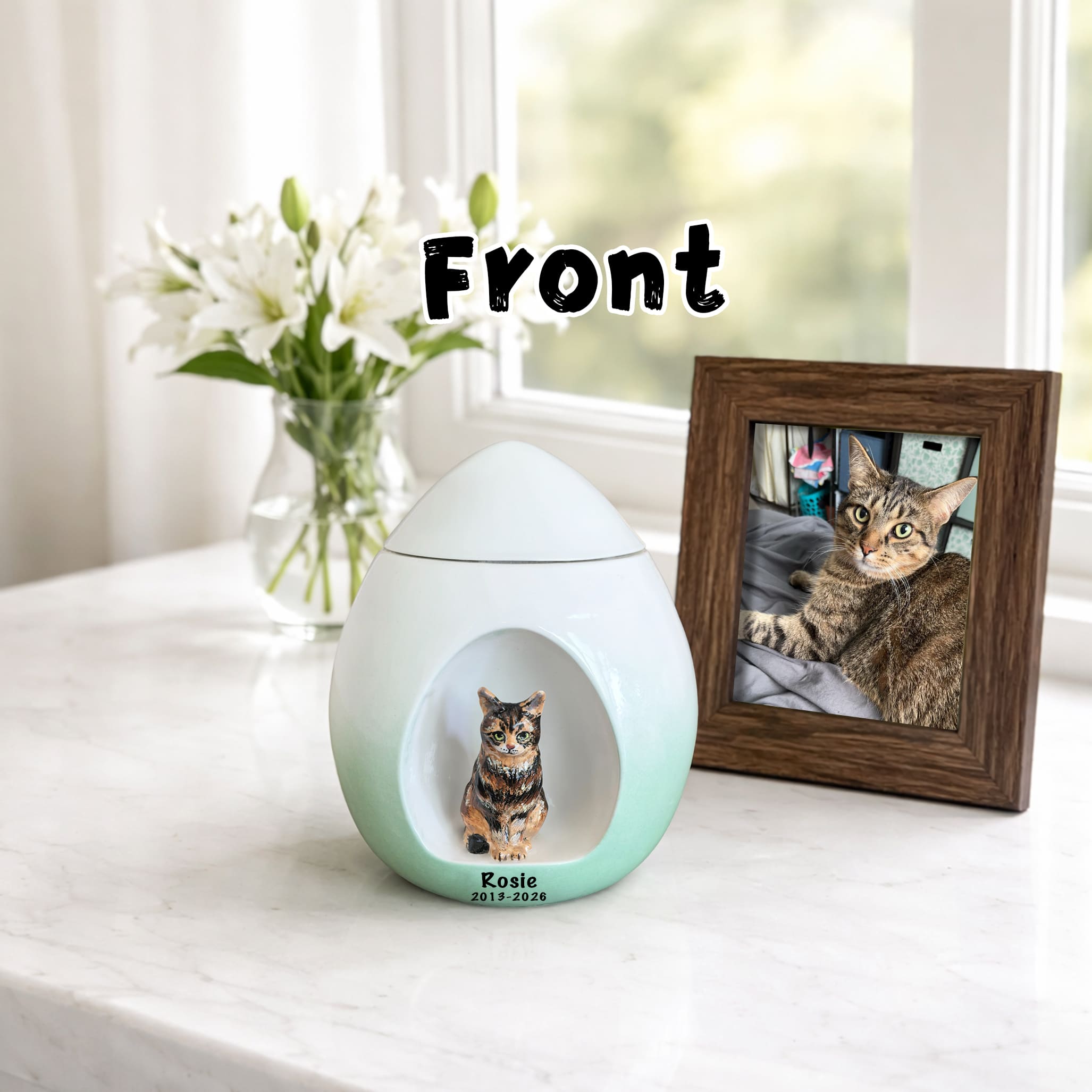 Handmade Ceramic Cat Urn for Ashes