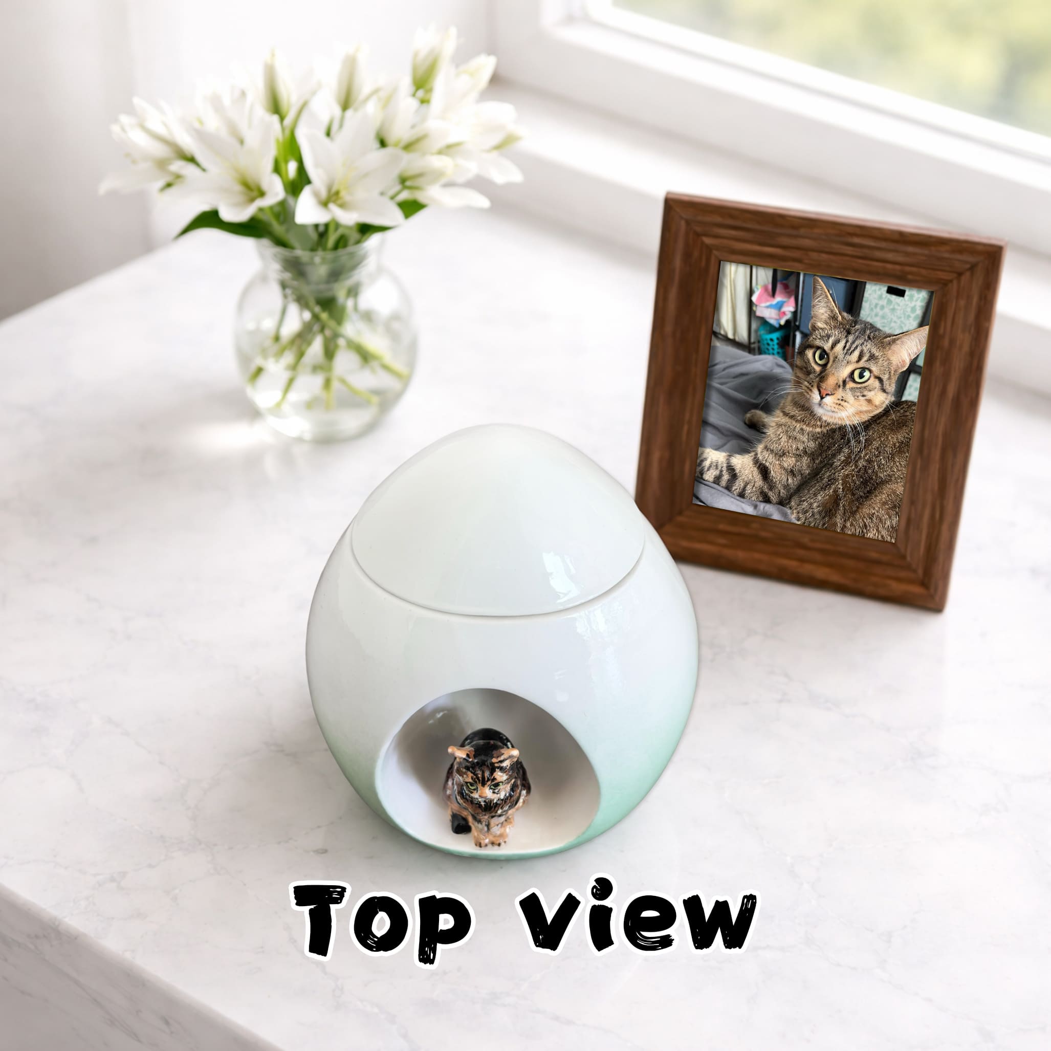 Handmade Ceramic Cat Urn for Ashes