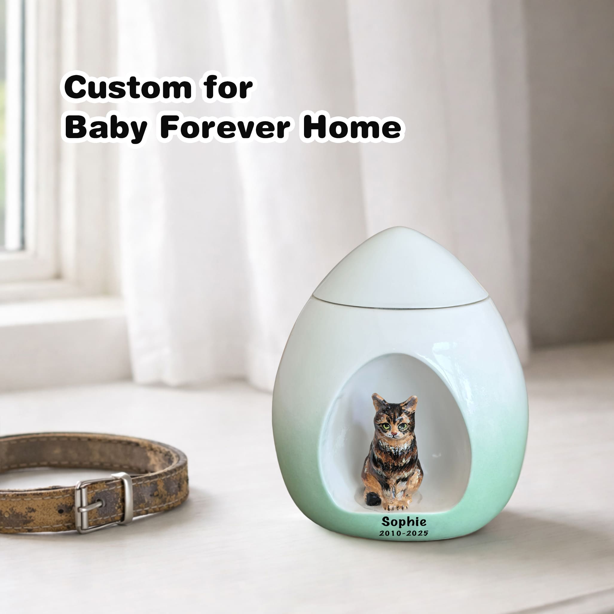 Handmade Ceramic Cat Urn for Ashes