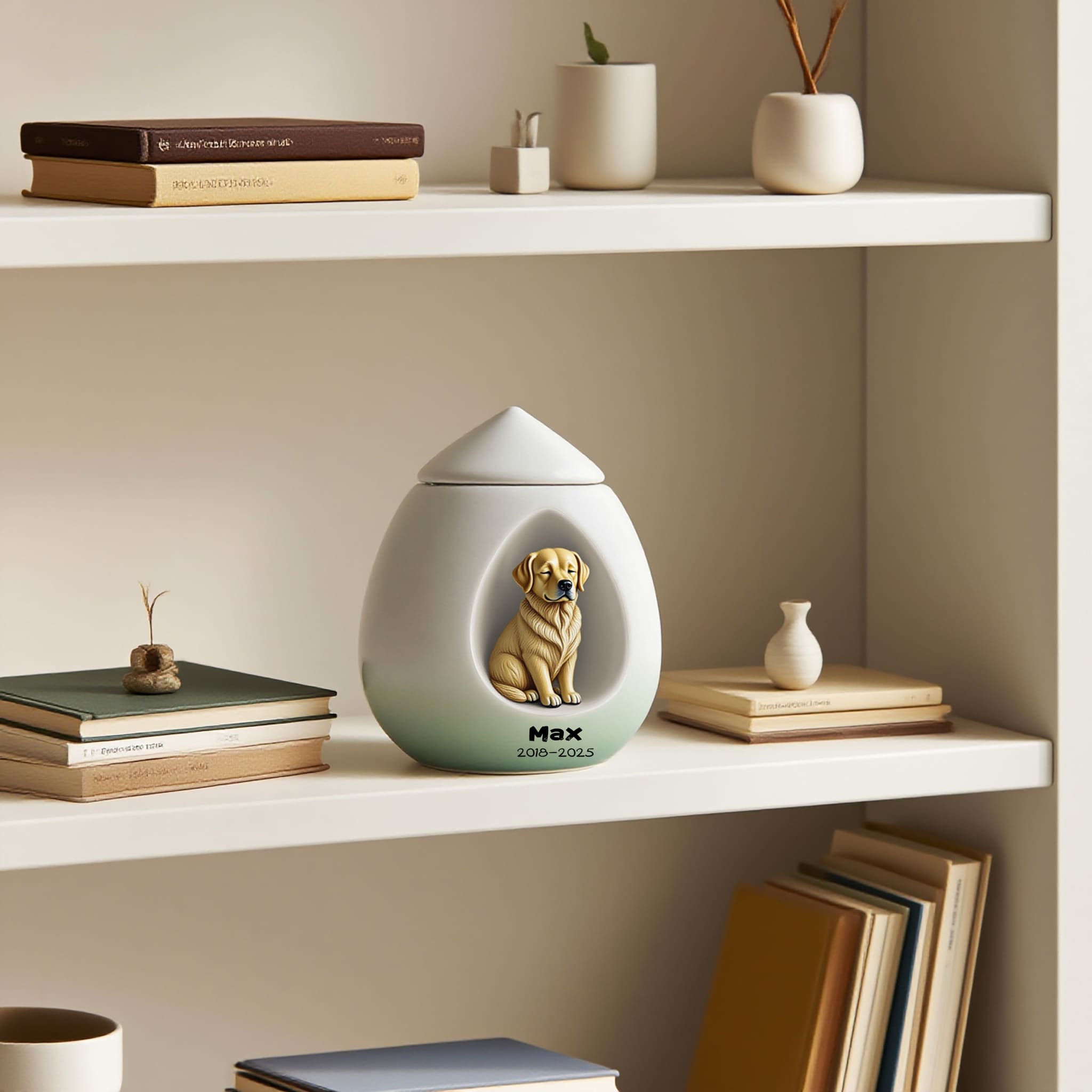 Handcrafted Luxury Teardrop Dog Urn - Photo Customise for Your Baby's Forever Home