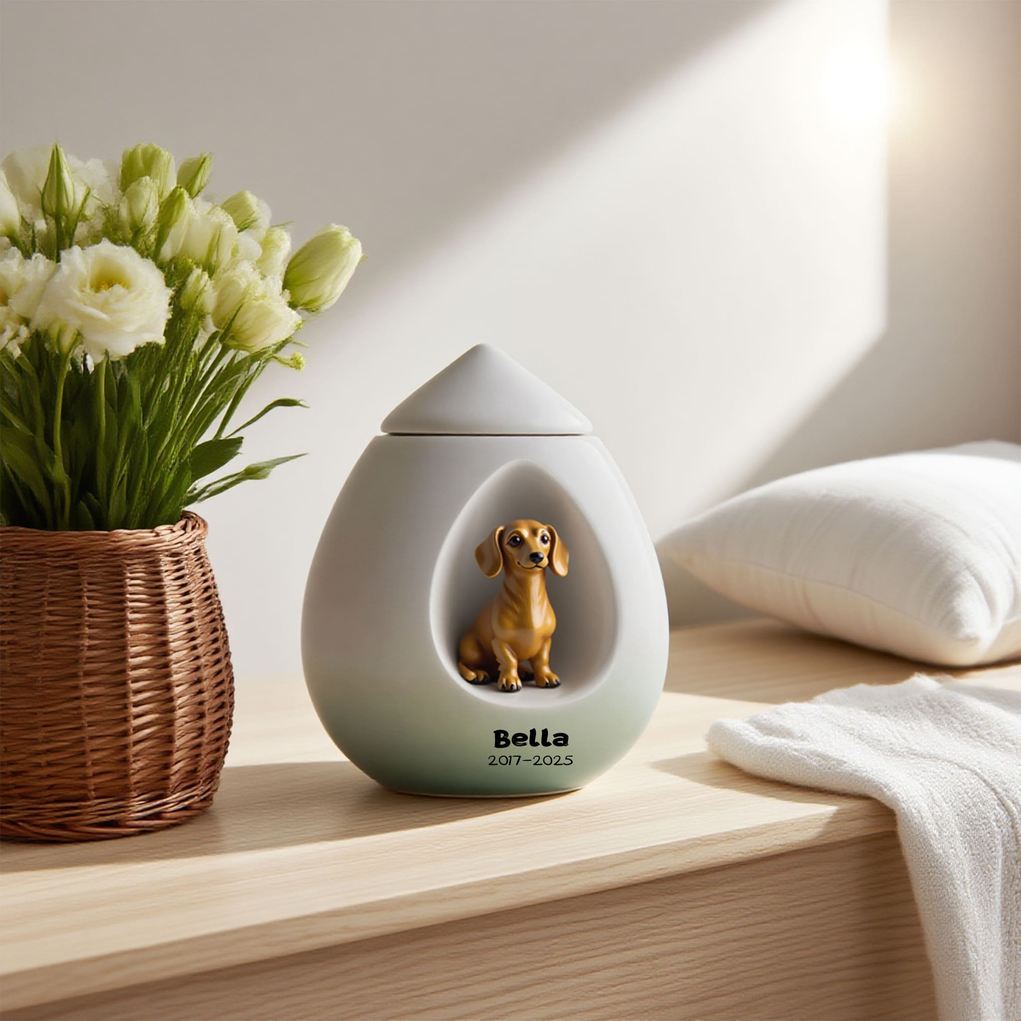 Handcrafted Luxury Teardrop Dog Urn - Photo Customise for Your Baby's Forever Home