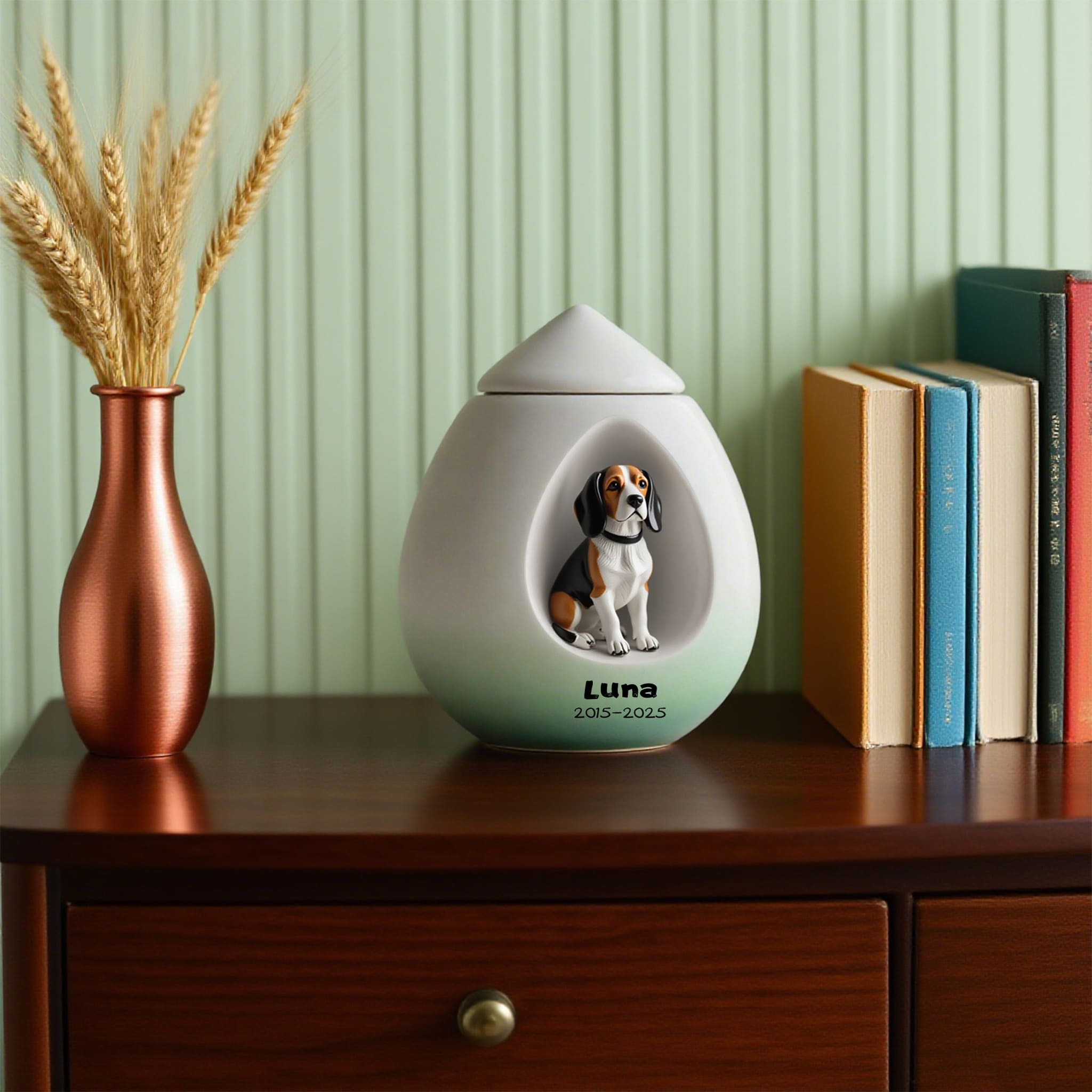 Handcrafted Luxury Teardrop Dog Urn - Photo Customise for Your Baby's Forever Home