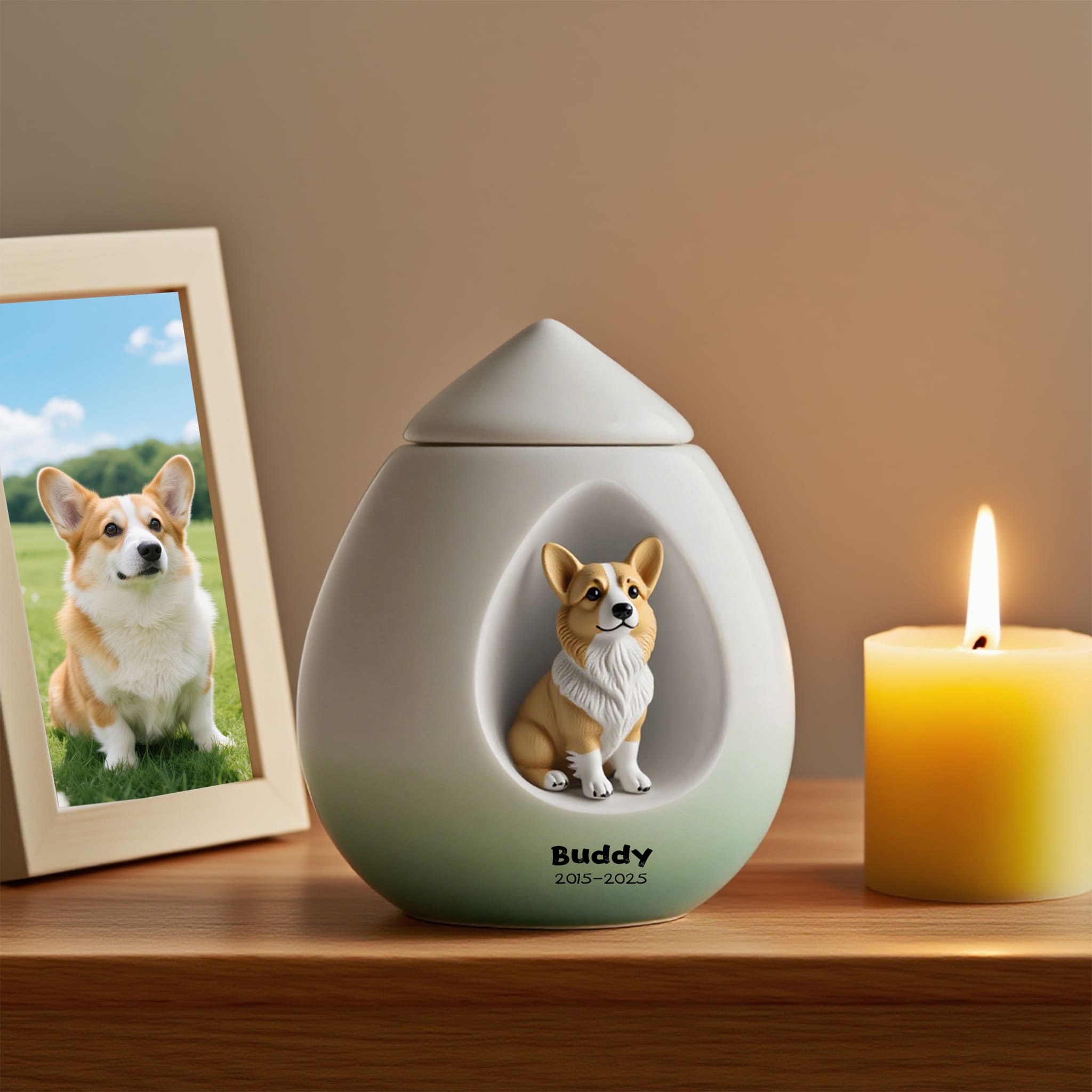 Handcrafted Luxury Teardrop Dog Urn - Photo Customise for Your Baby's Forever Home