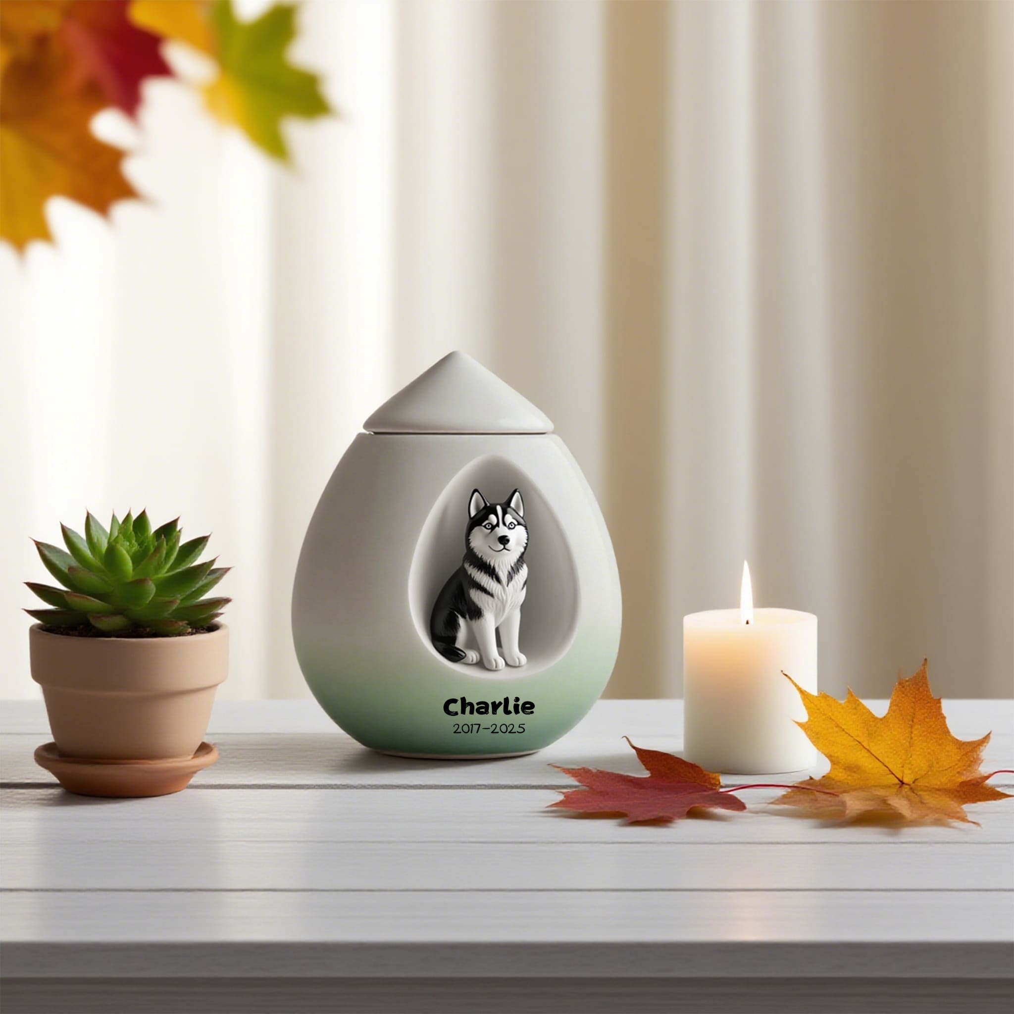Handcrafted Luxury Teardrop Dog Urn - Photo Customise for Your Baby's Forever Home