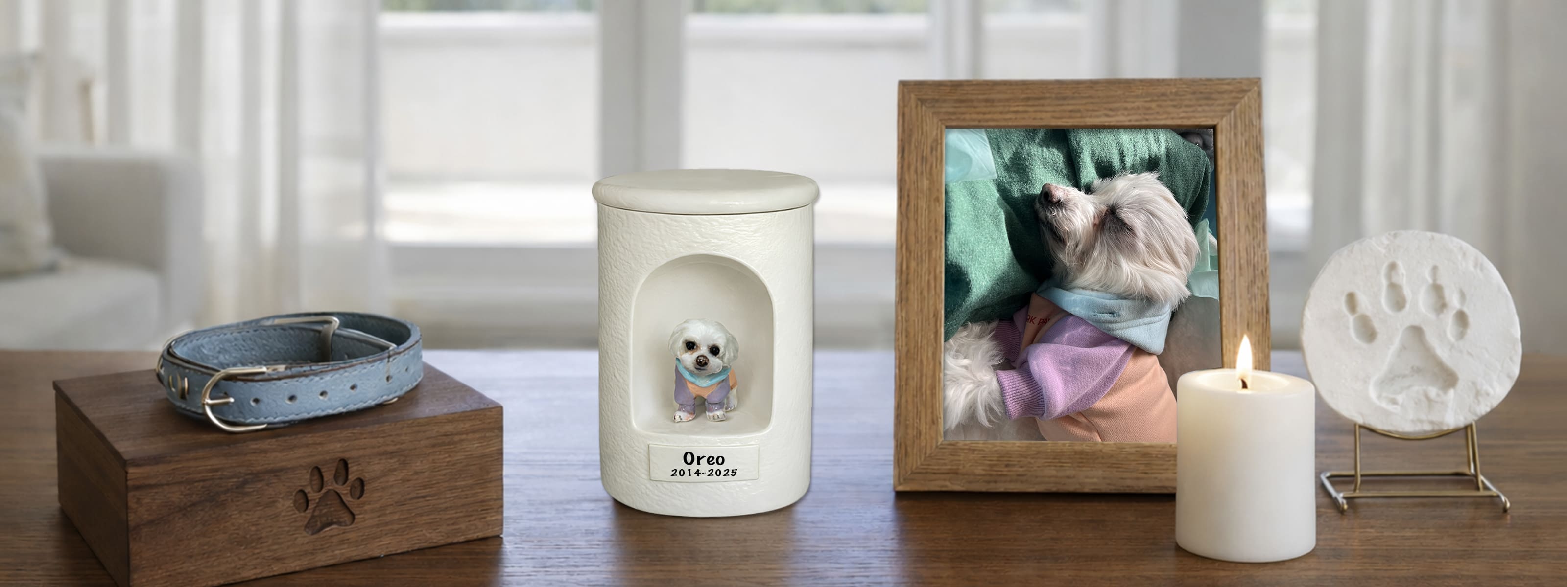 Custom hand-painted pet urn created to honor a beloved dog or cat.
