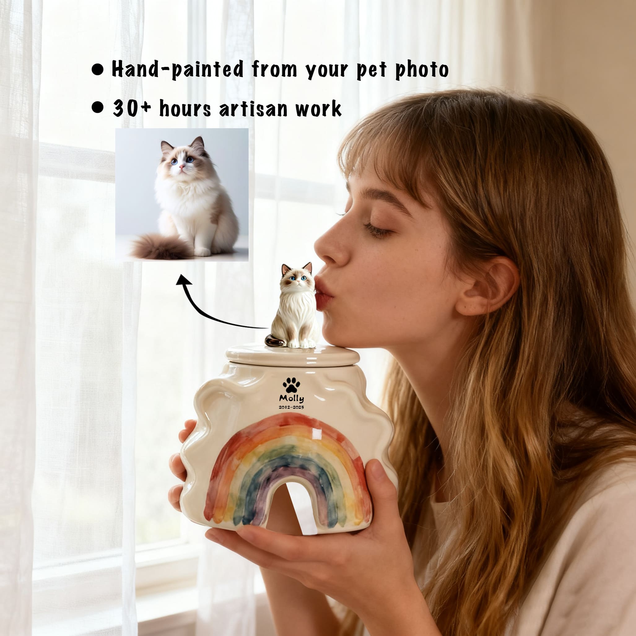 Custom Cat Urn - Rainbow Bridge #RB303