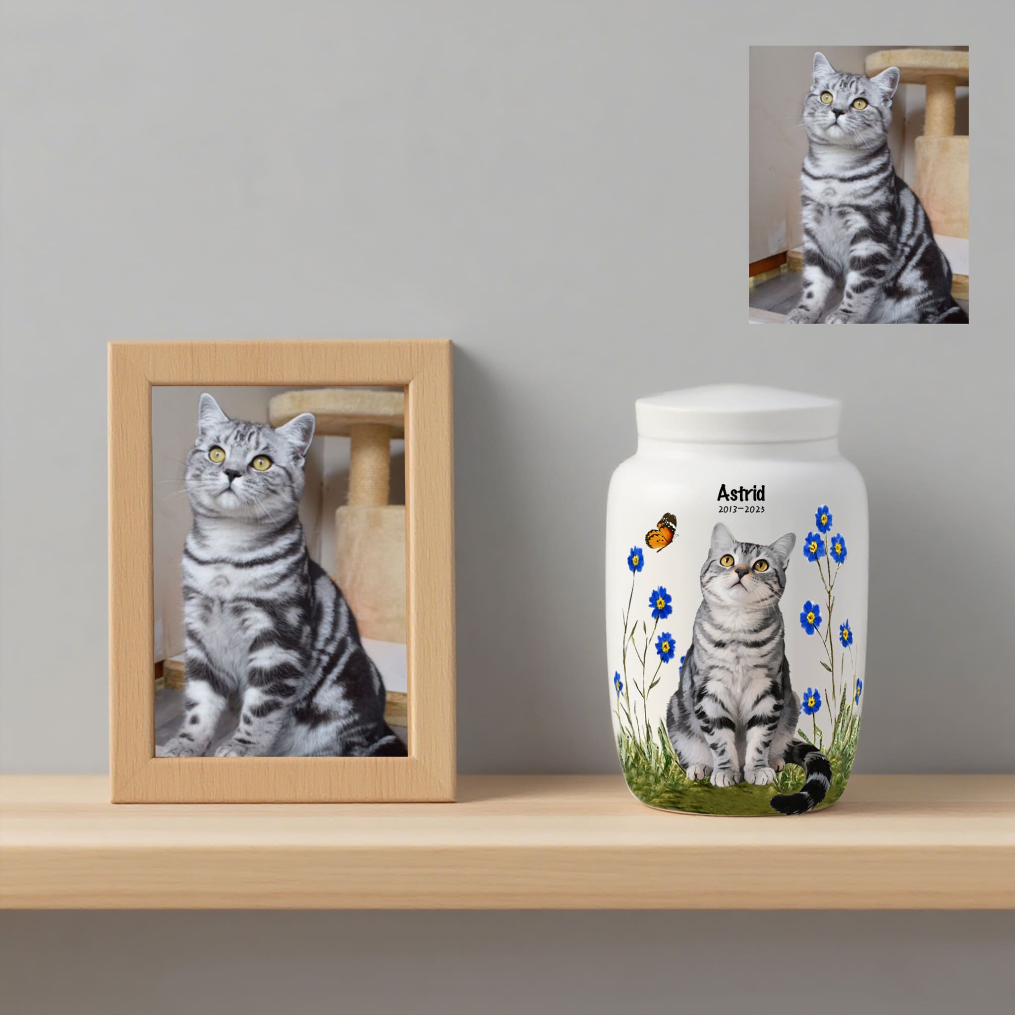 Forever Keepsake Urn-Personalized Pet Urns for Dogs,Hand-Painted Lifelike Pet Portrait,Cat or Dog Cremation Urn,Tribute Gift for Pet