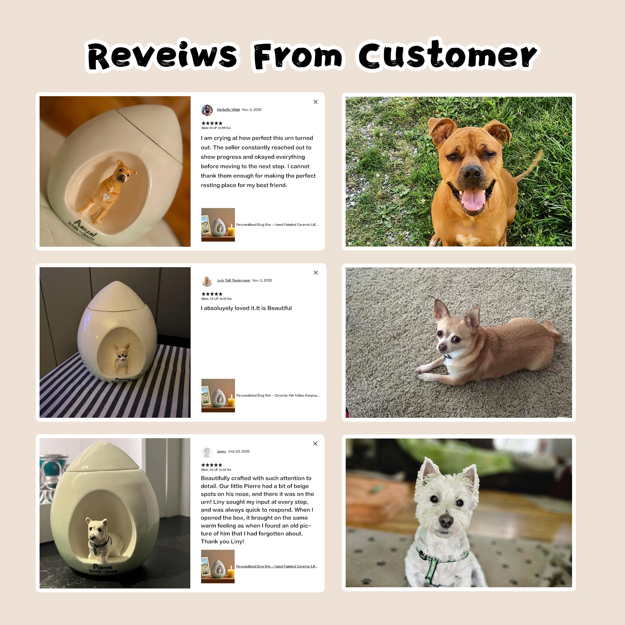 Personalized Ceramic Dog Urn for Ashes