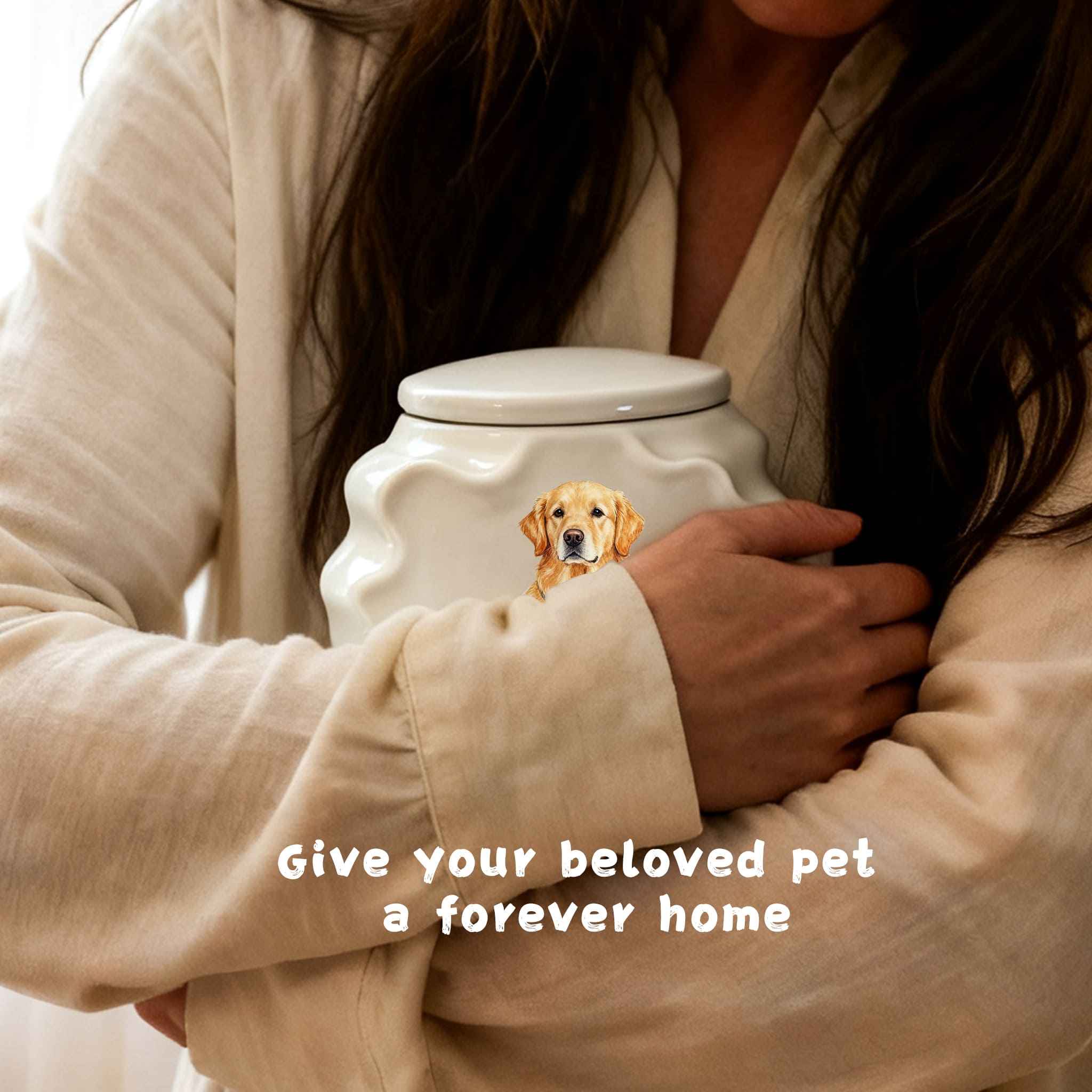 Personalized Pet Urns-Hand-Painted Ceramic Portrait, Paw Print, Name & Date, A Once-in-a-Lifetime Tribute,Pet Ashes Keepsakes