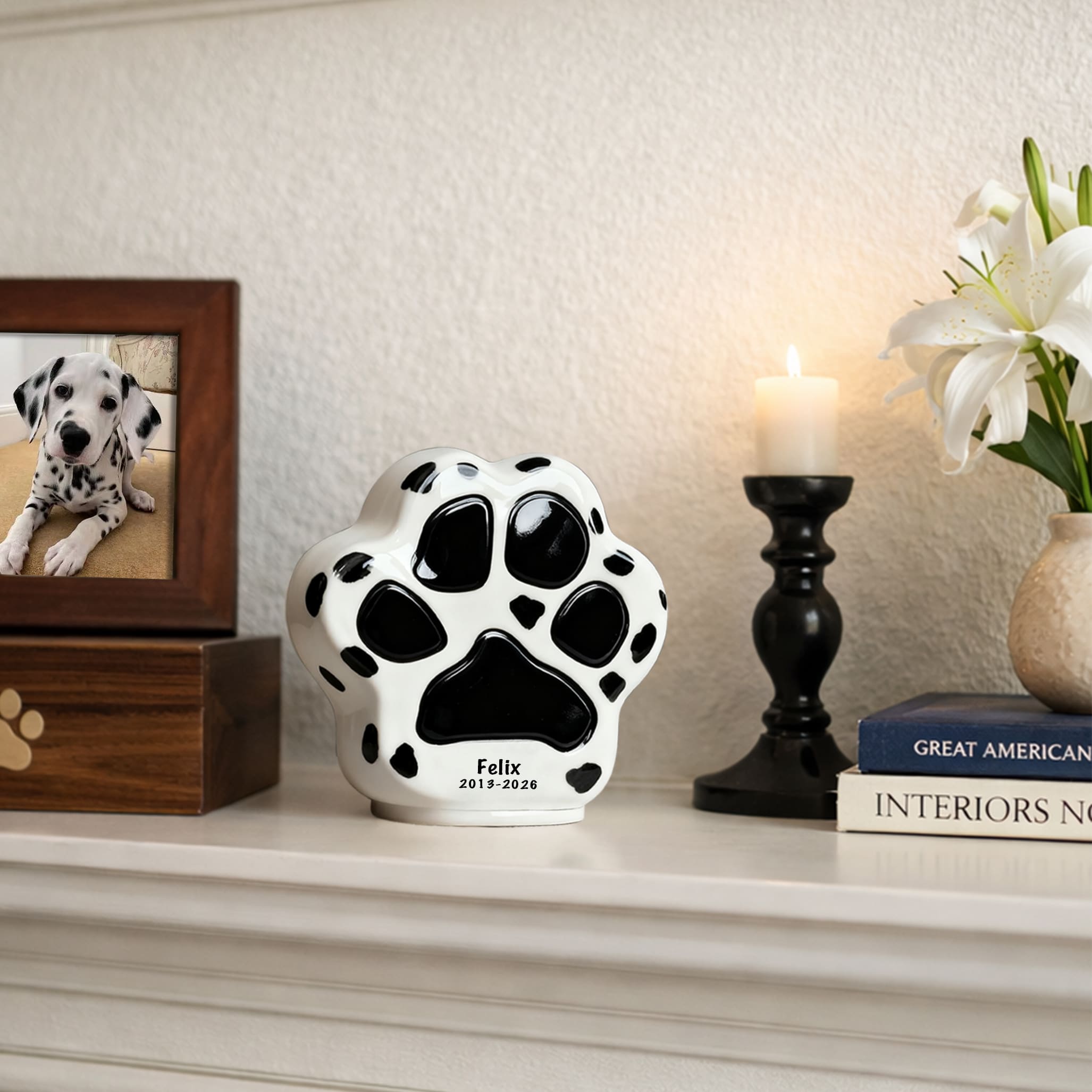Paw Print Cat Urn for Ashes – Ceramic Memorial with Keepsake Imprint