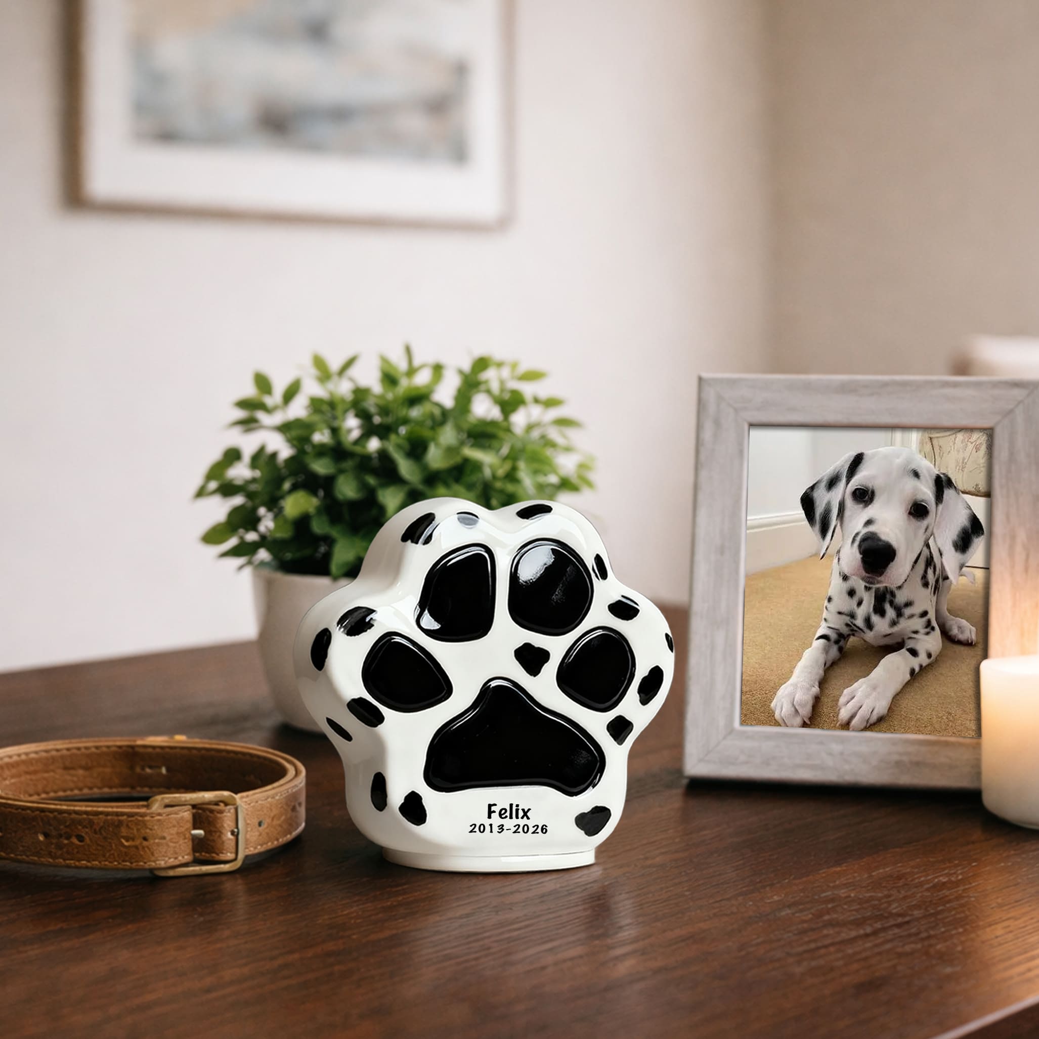 Paw Print Cat Urn for Ashes – Ceramic Memorial with Keepsake Imprint