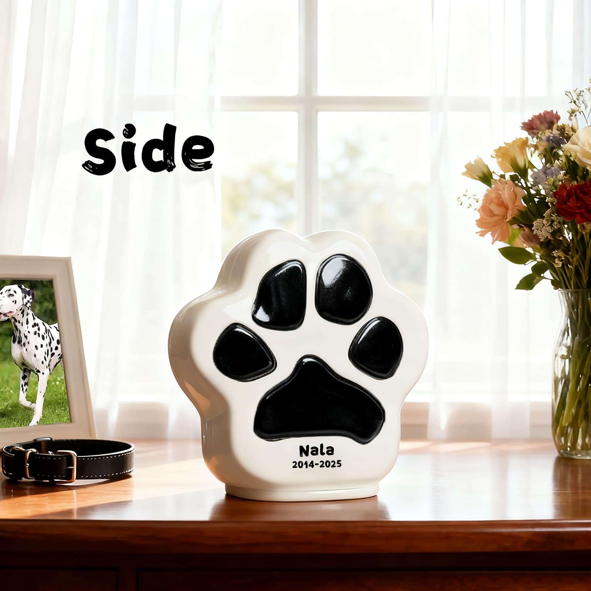 Engraved Paw Print Cat Urn for Ashes – Personalized Ceramic Memorial