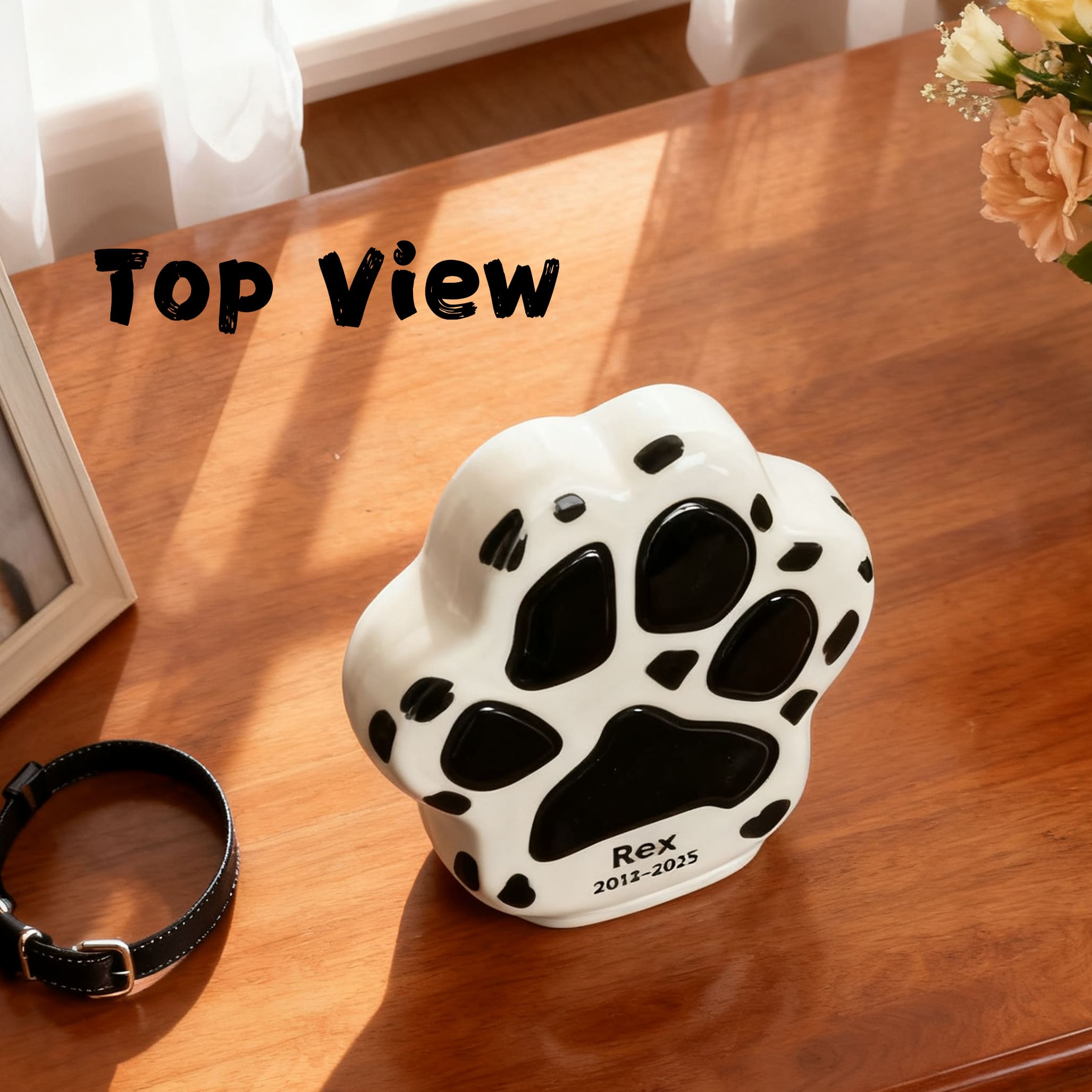 Paw Print Cat Urn for Ashes – Ceramic Memorial with Keepsake Imprint