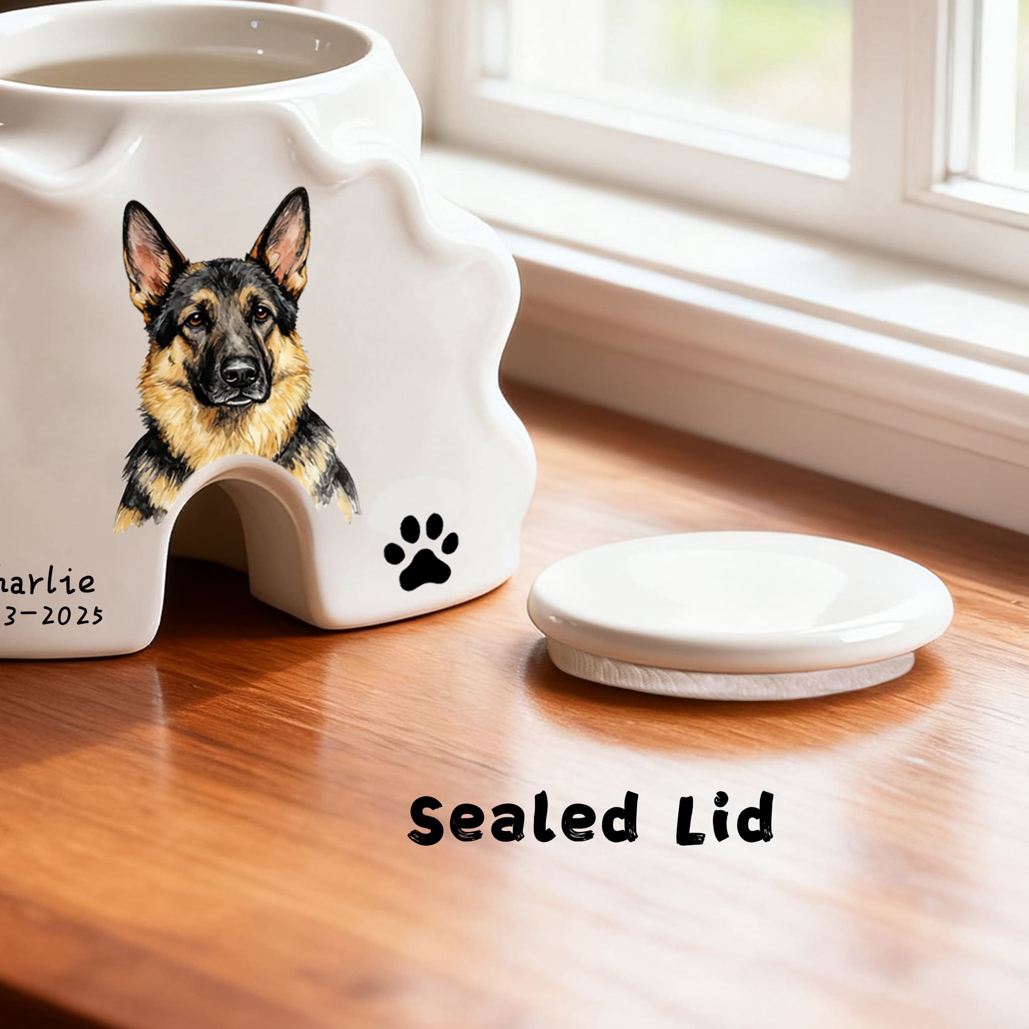 Personalized Pet Urns-Hand-Painted Ceramic Portrait, Paw Print, Name & Date, A Once-in-a-Lifetime Tribute,Pet Ashes Keepsakes